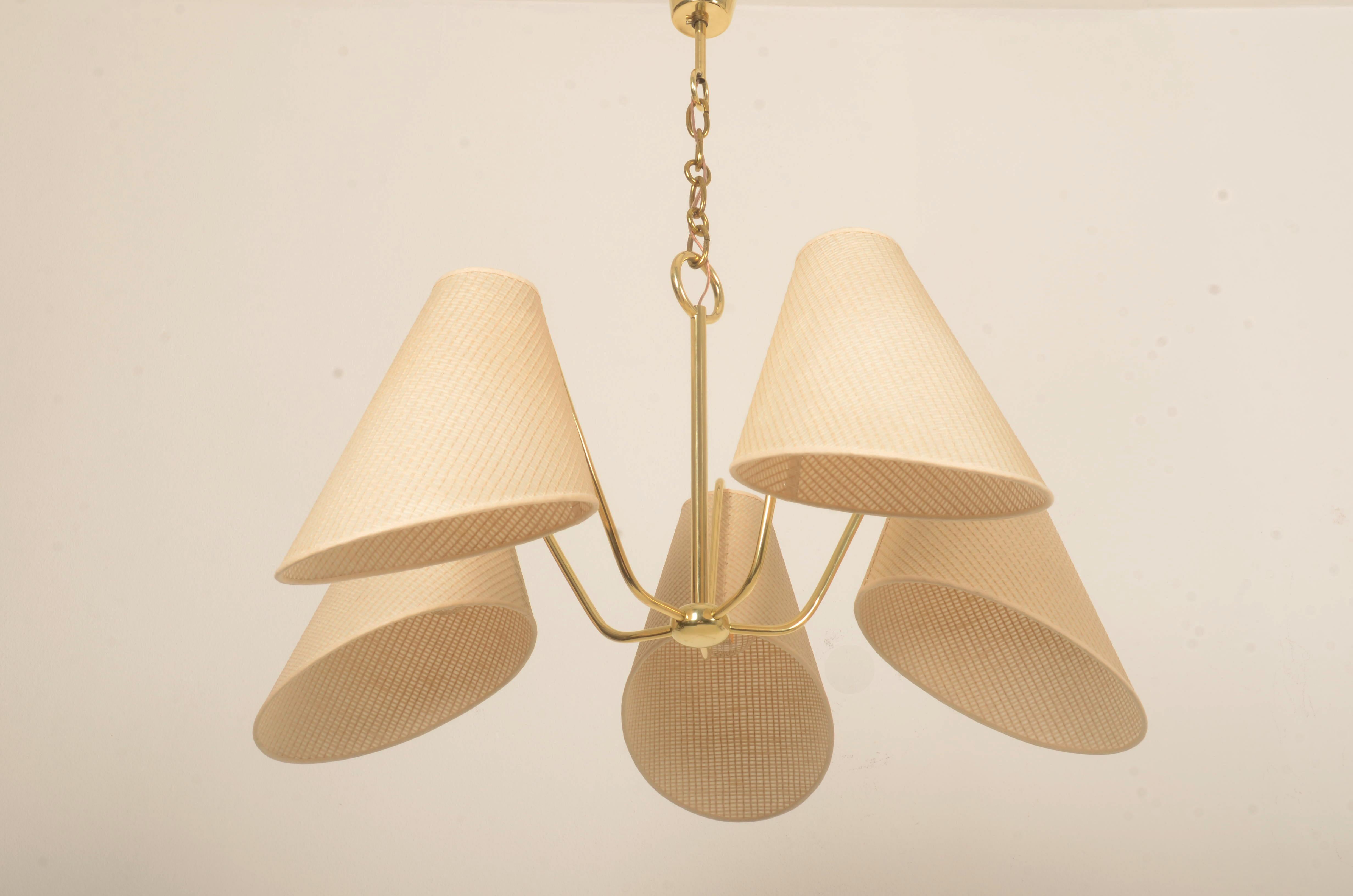 Austrian Brass Chandelier By Josef Frank For J.T. Kalmar