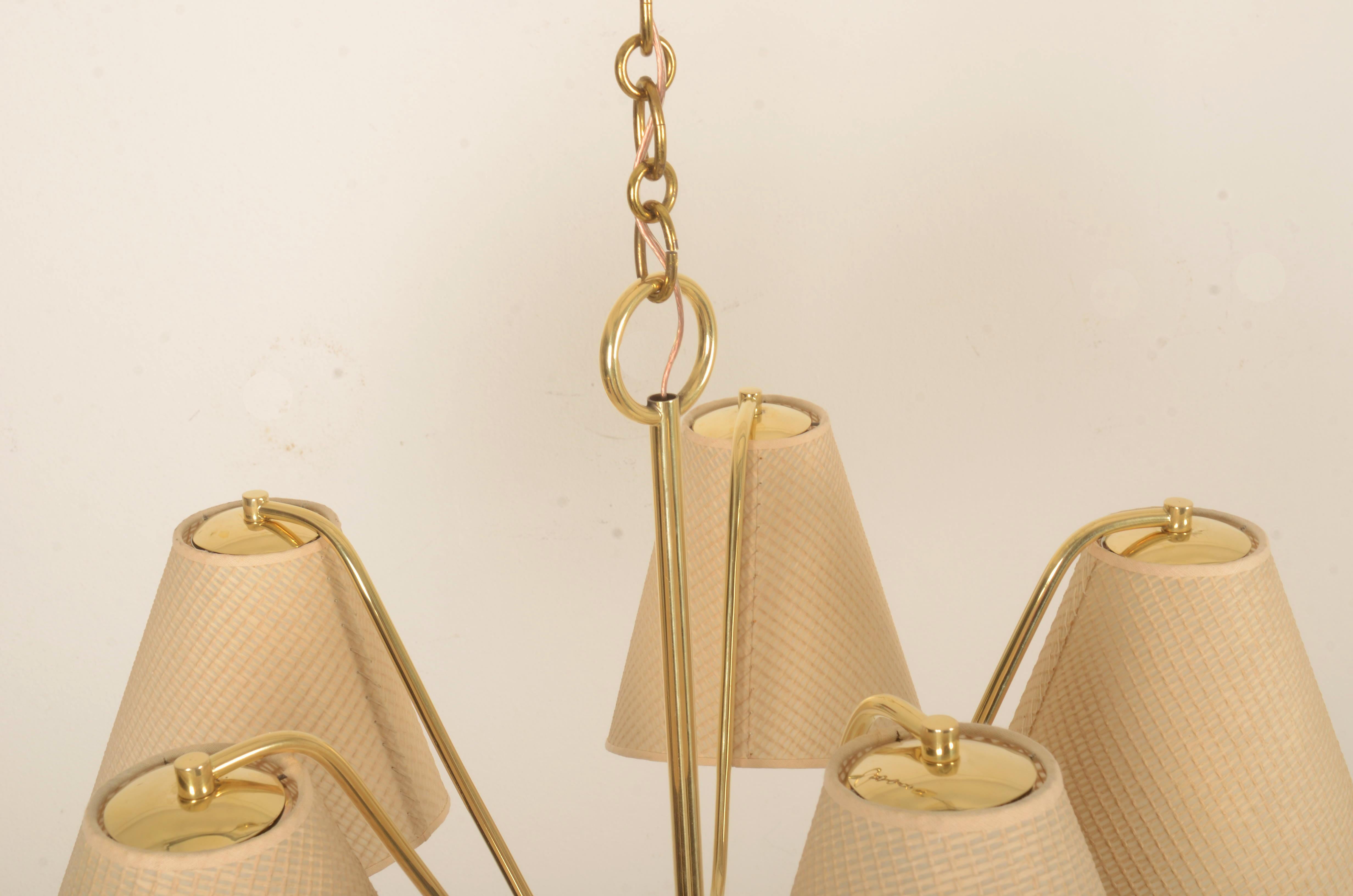 Brass Chandelier By Josef Frank For J.T. Kalmar In Good Condition In Vienna, AT