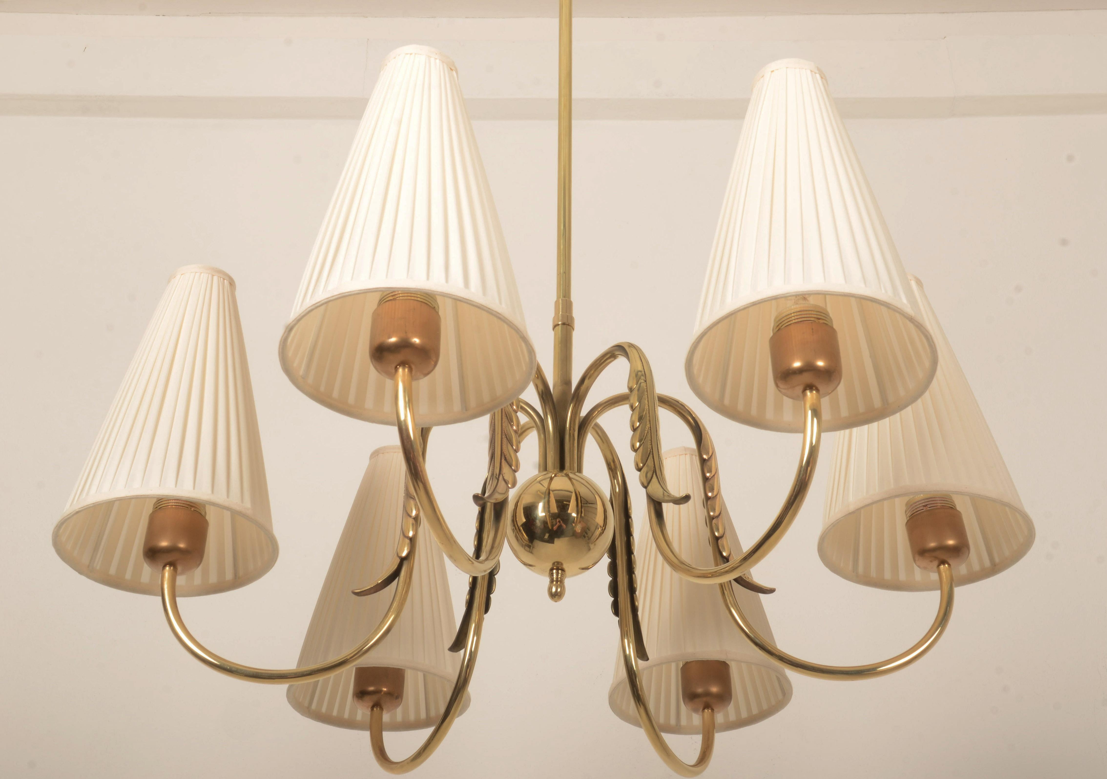 Mid-20th Century Brass Chandelier By Josef Frank For J.T. Kalmar