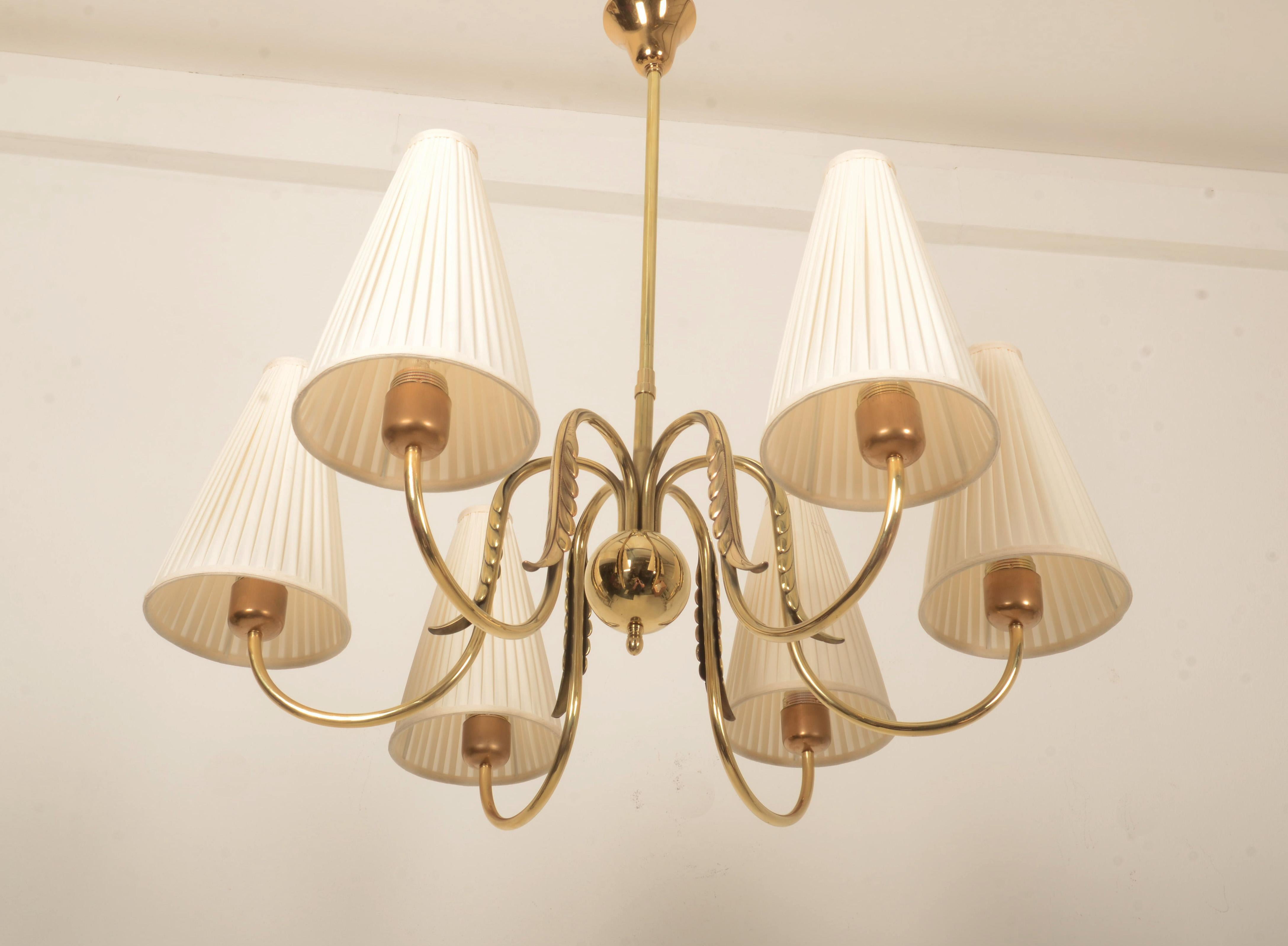 Brass Chandelier By Josef Frank For J.T. Kalmar 1