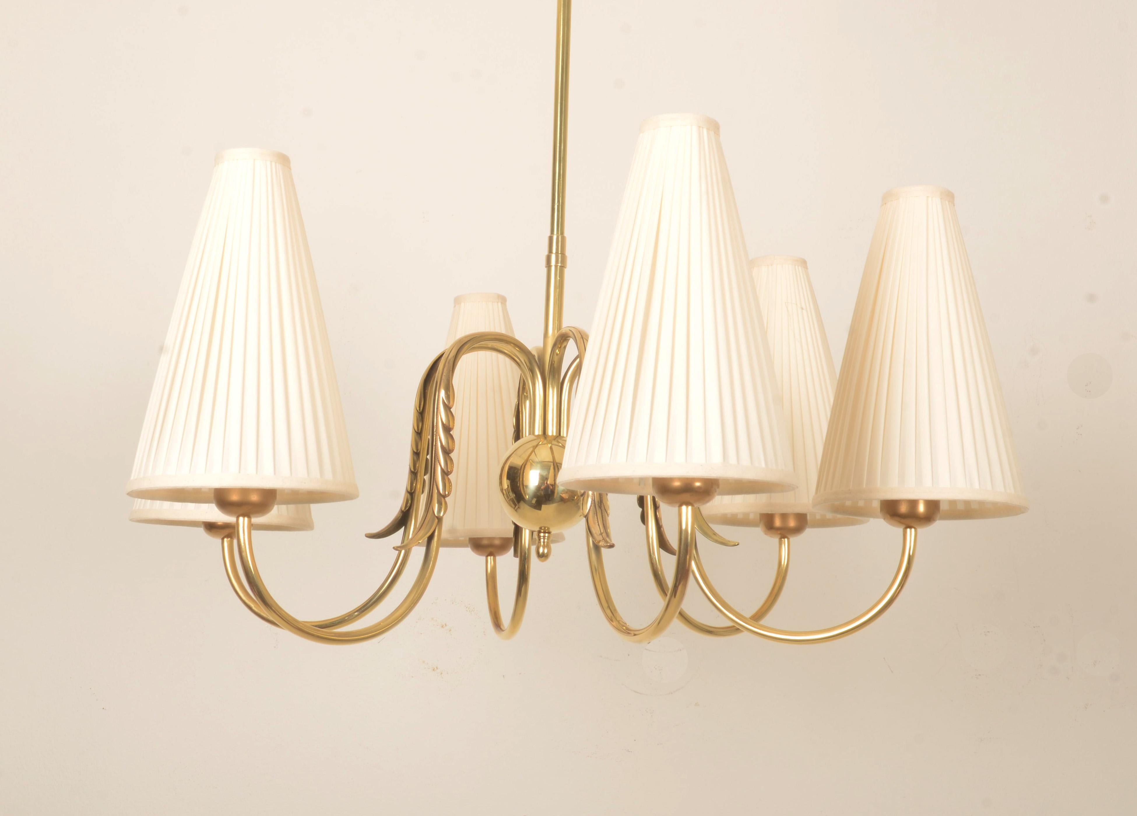 Brass Chandelier By Josef Frank For J.T. Kalmar 2