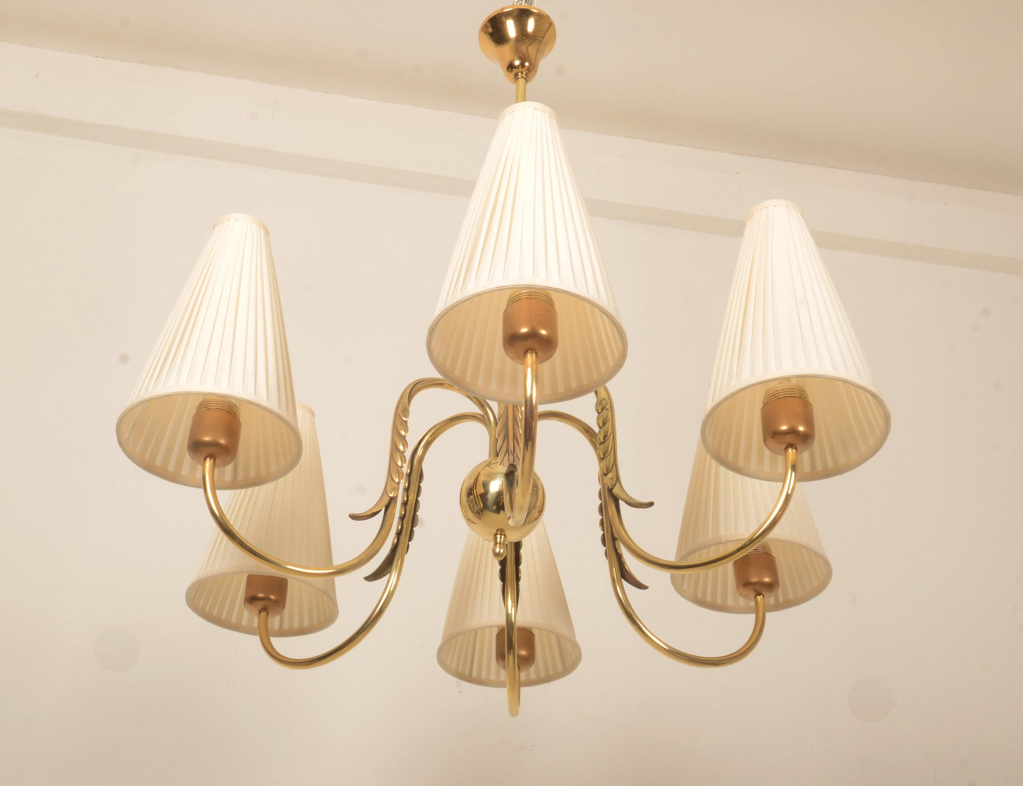 Brass Chandelier By Josef Frank For J.T. Kalmar 3