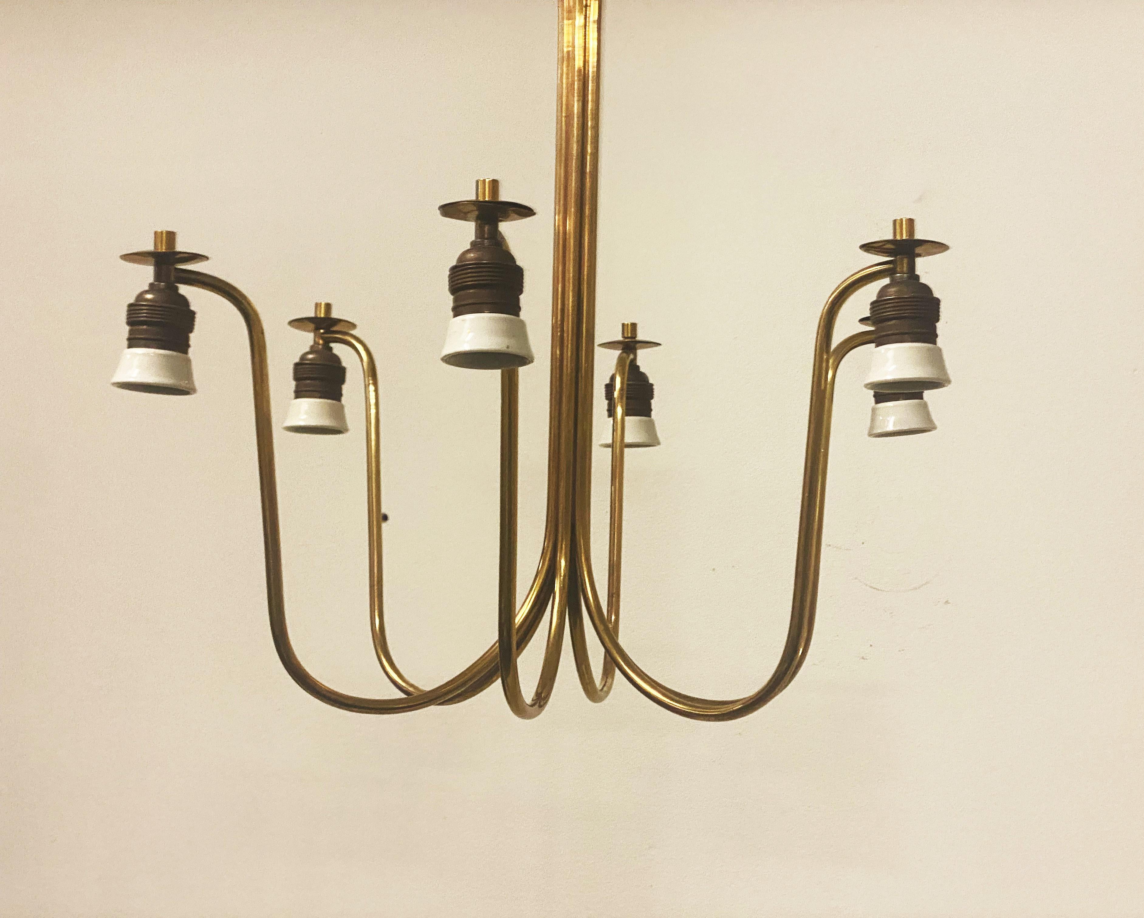 Brass Chandelier by Josef Frank for Kalmar For Sale 11