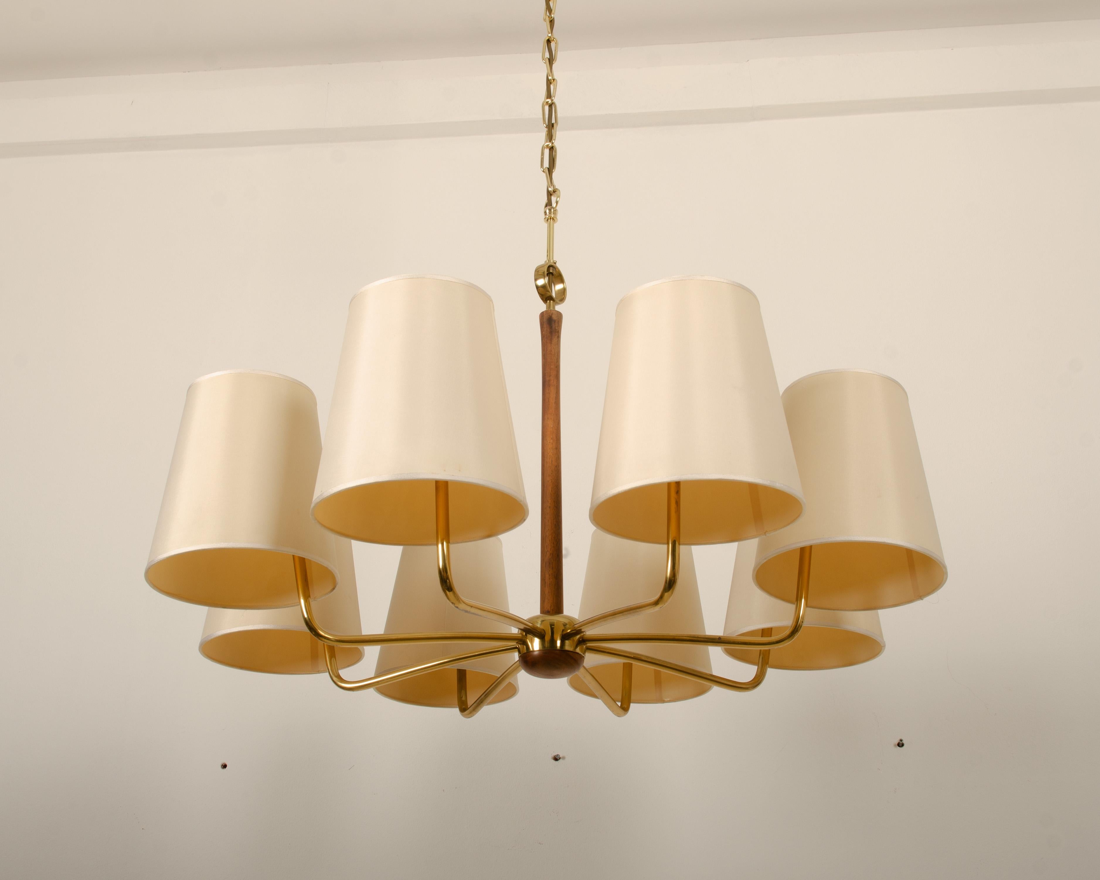 Mid-Century Modern Brass Chandelier by Josef Frank for Kalmar