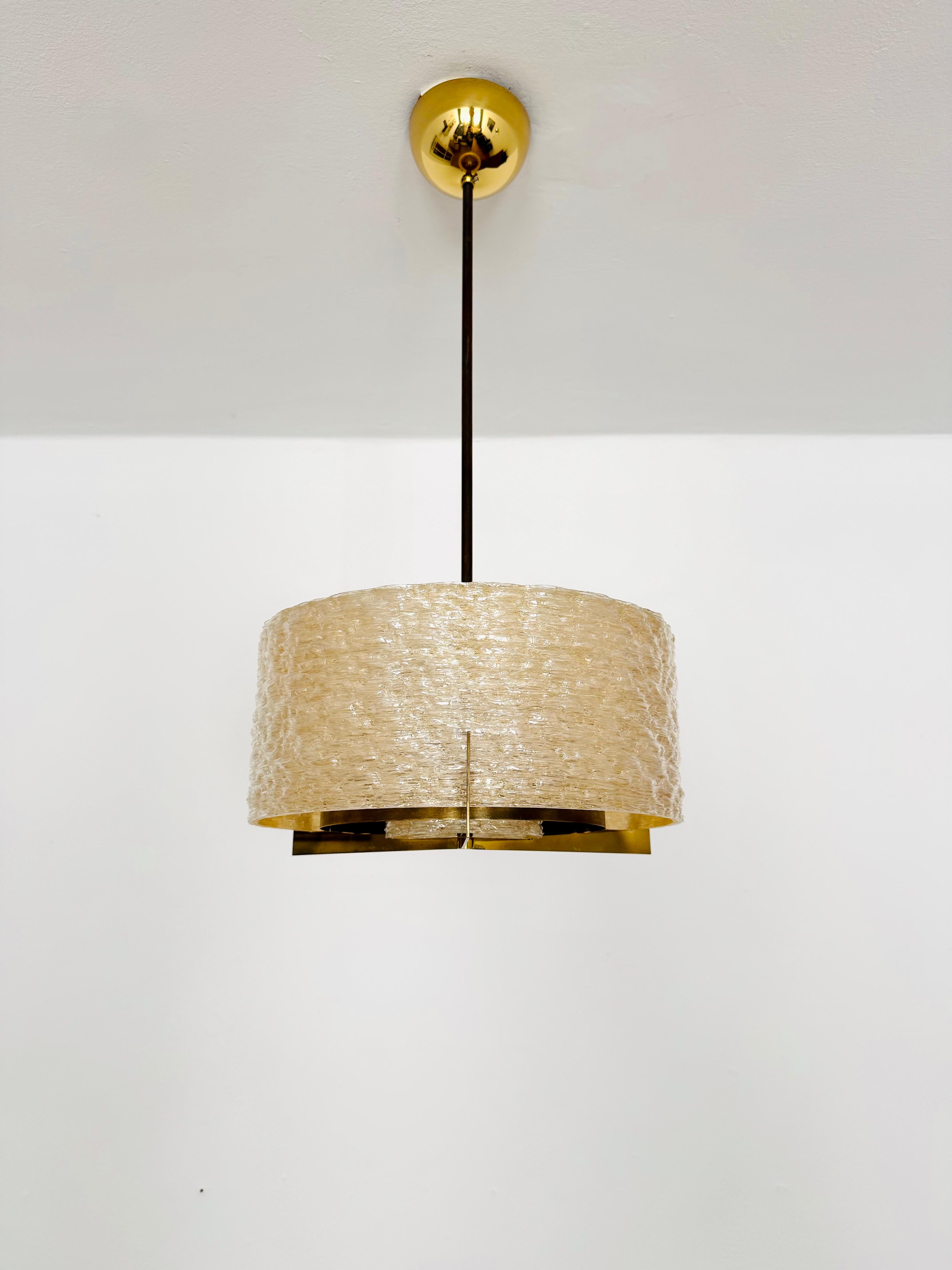 Mid-Century Modern Brass Chandelier by Kaiser Leuchten For Sale