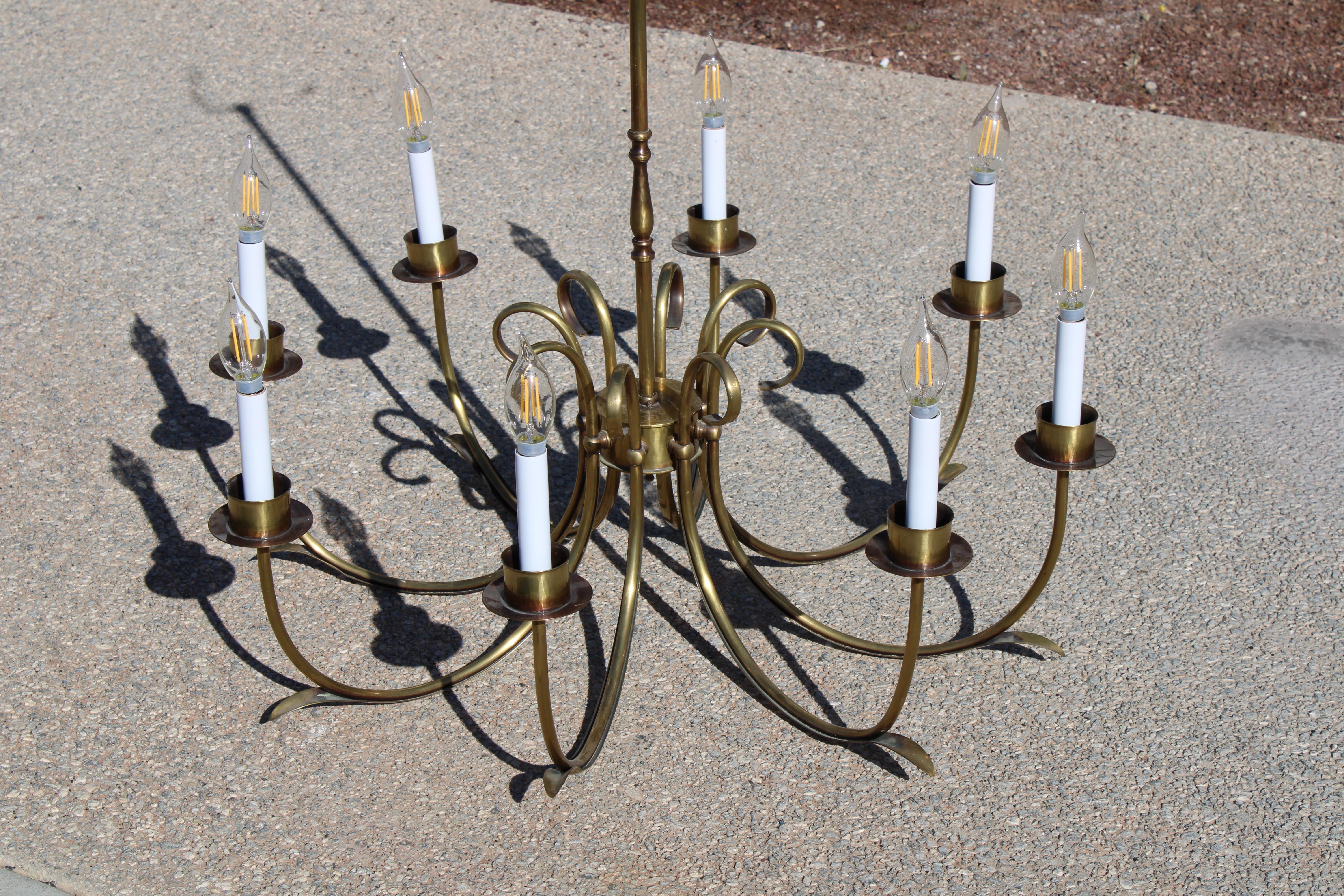 Modern Brass Chandelier by Norman Grag, Manton, California For Sale