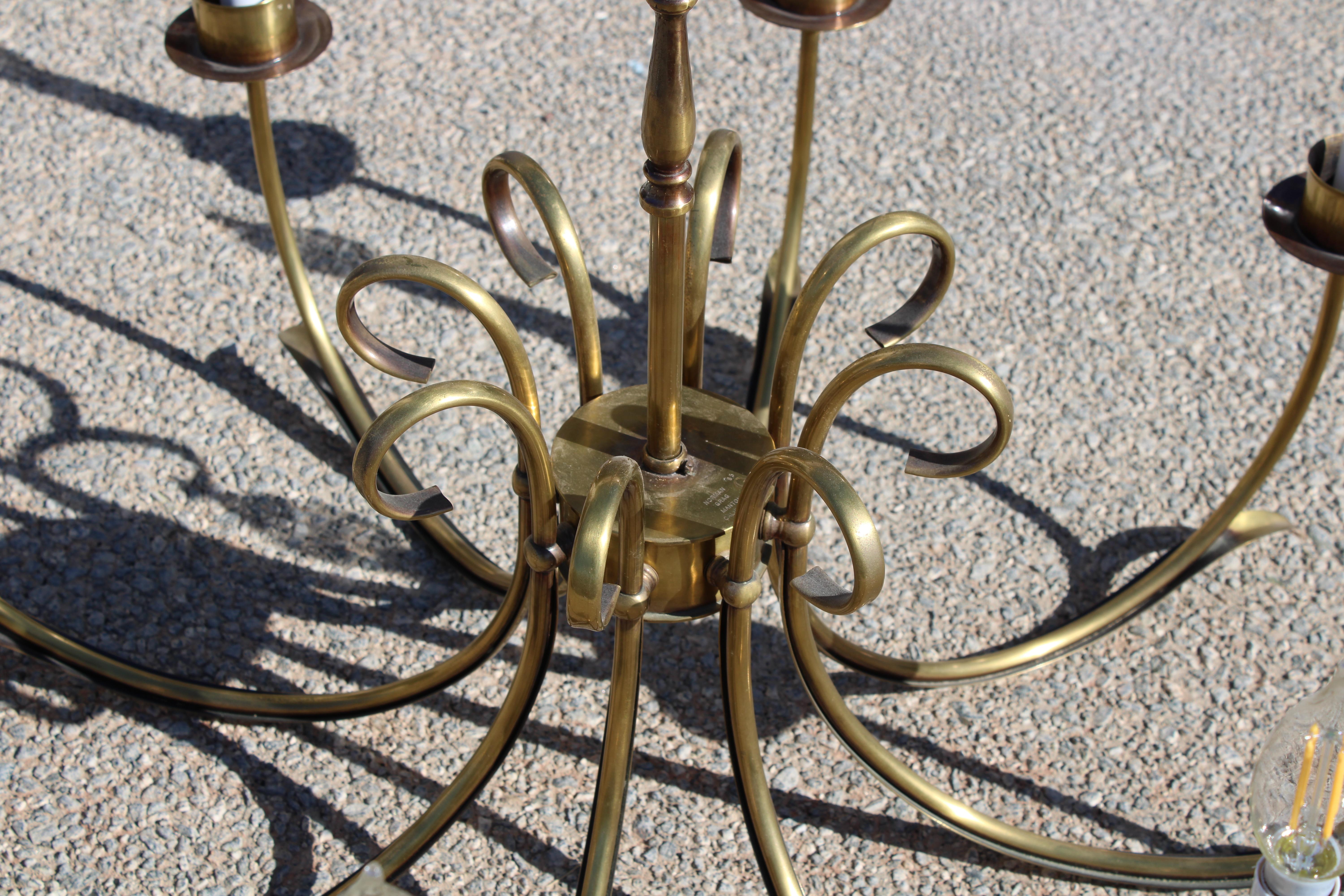 Brass Chandelier by Norman Grag, Manton, California In Good Condition For Sale In Palm Springs, CA