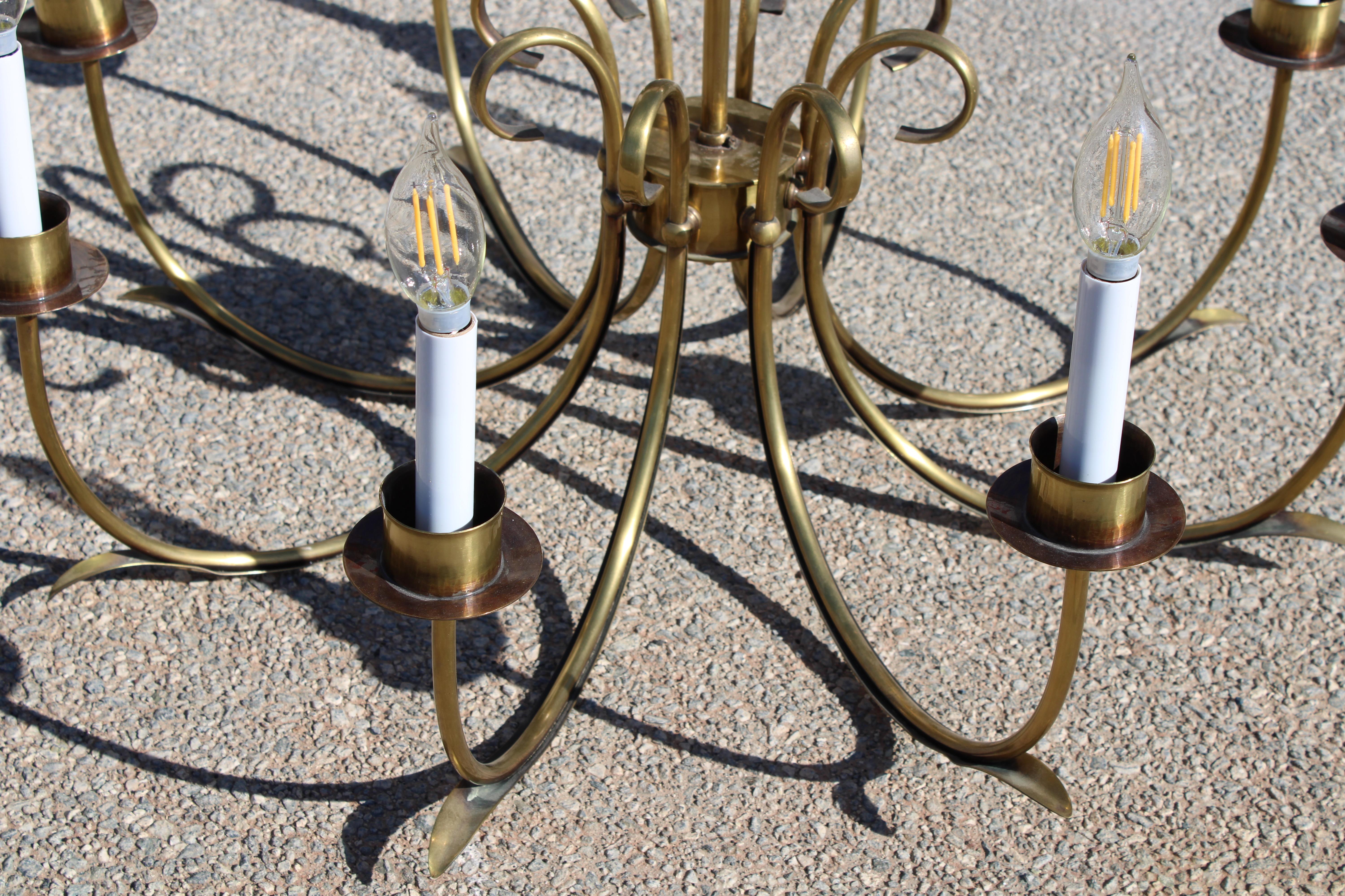Late 20th Century Brass Chandelier by Norman Grag, Manton, California For Sale