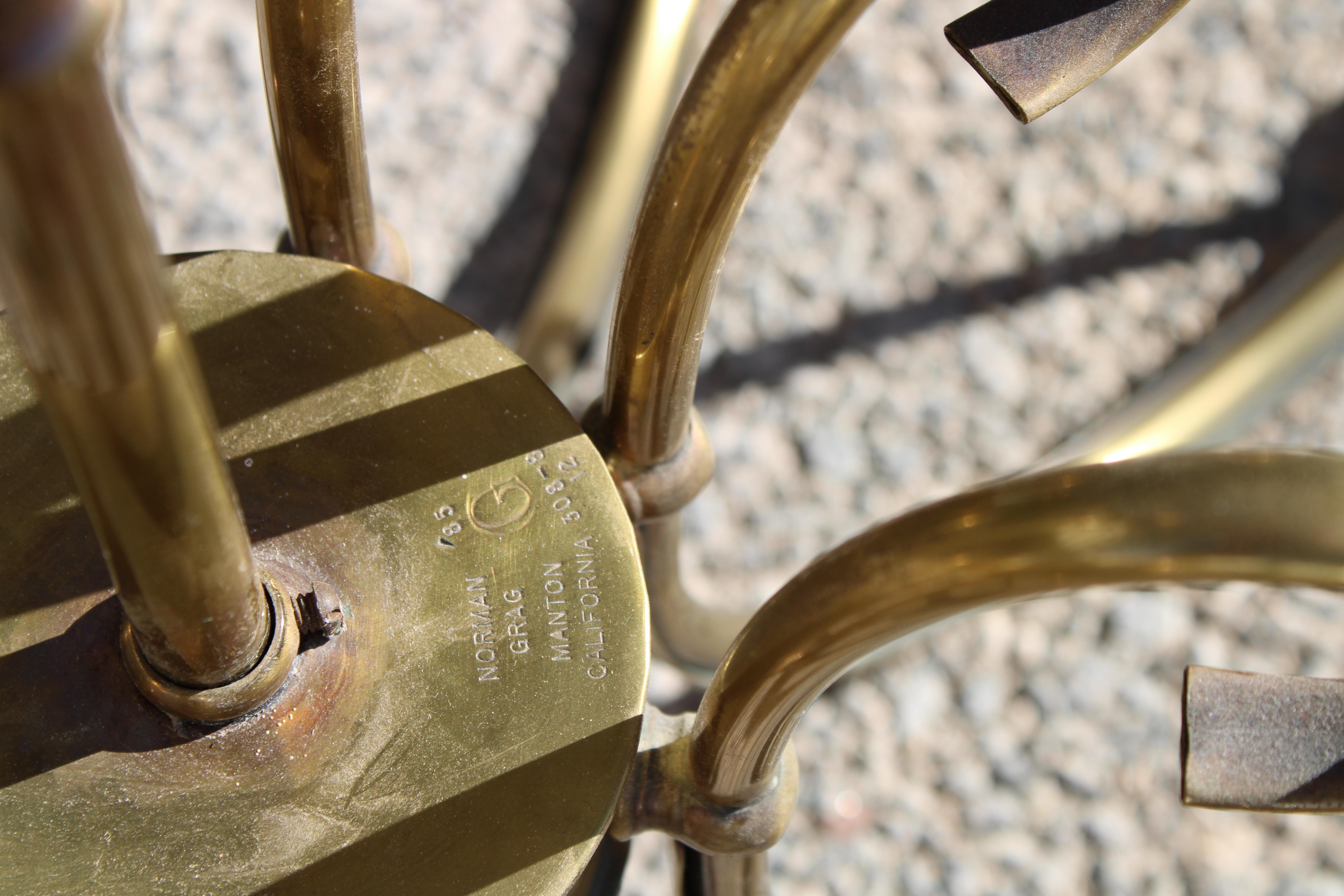Brass Chandelier by Norman Grag, Manton, California For Sale 1