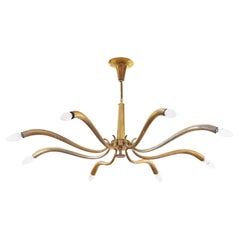 Lampadario in ottone di Oscar Torlasco per Lumi