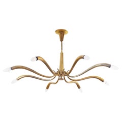 Vintage Brass Chandelier by Oscar Torlasco for Lumi