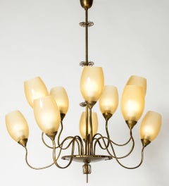 Lampadario in ottone di Paavo Tynell