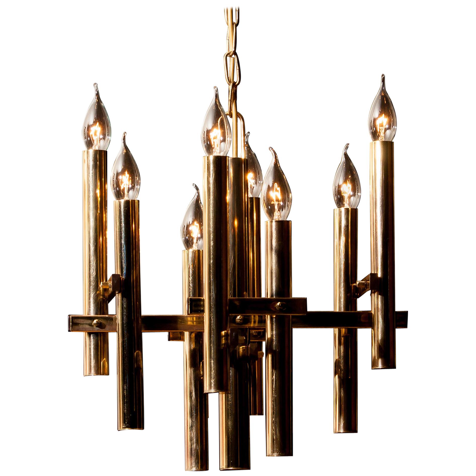 Mid-Century Modern Brass Chandelier by Sciolari, 1960s