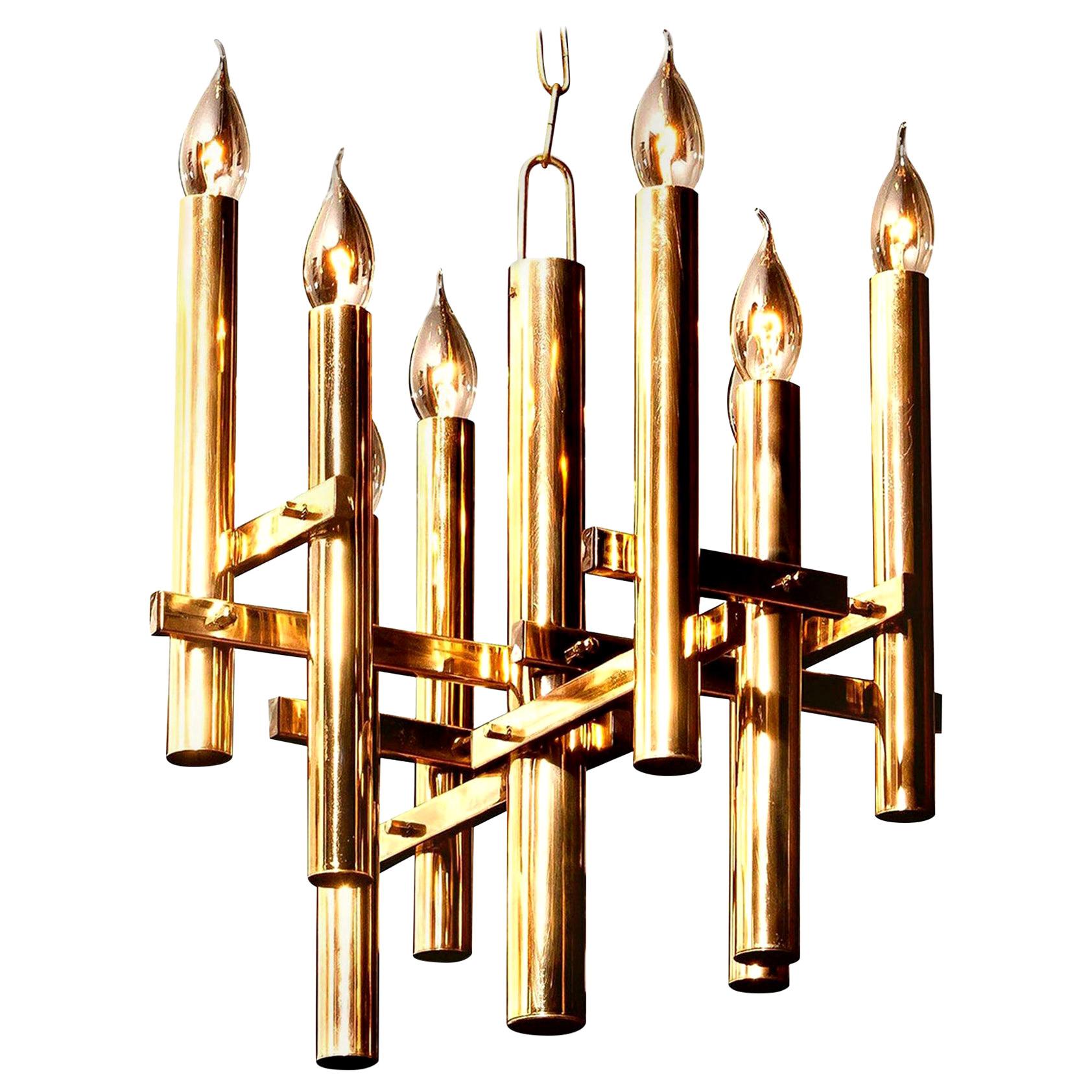 Mid-Century Modern Brass Chandelier by Sciolari, 1960s