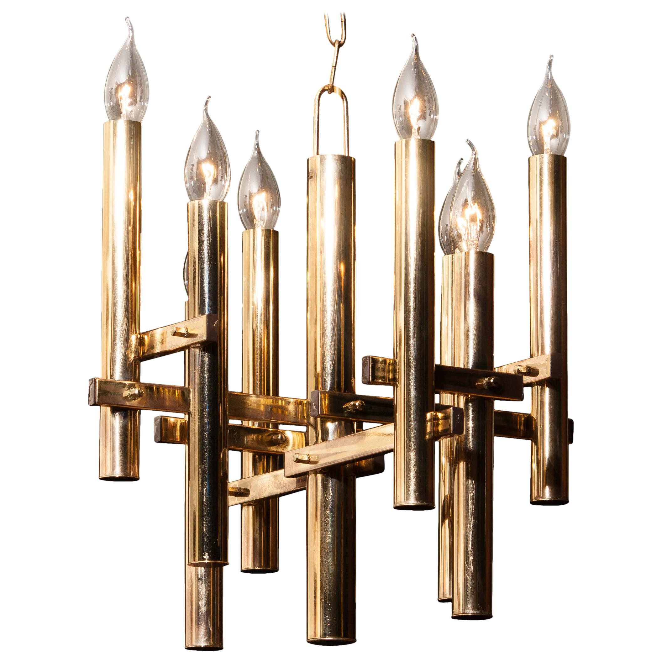 Italian Brass Chandelier by Sciolari, 1960s