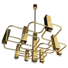Brass Chandelier by Sciolari for Boulanger, Belgium, 1970s