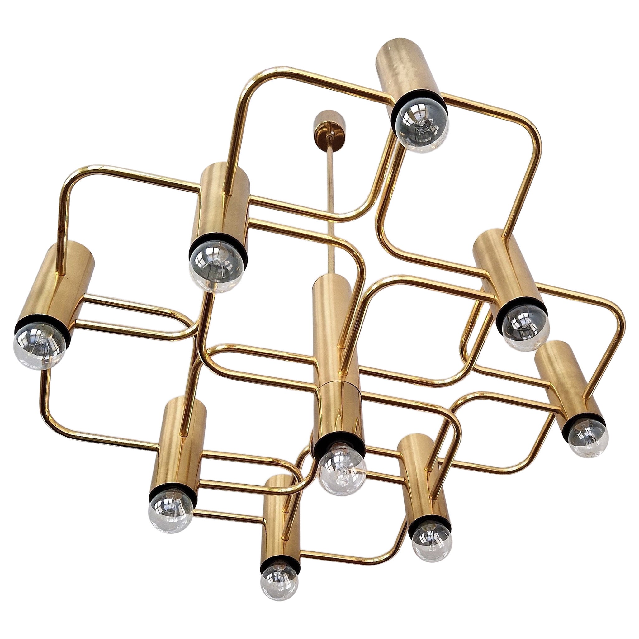 Brass Chandelier by Sciolari for Boulanger, Belgium 1970
s