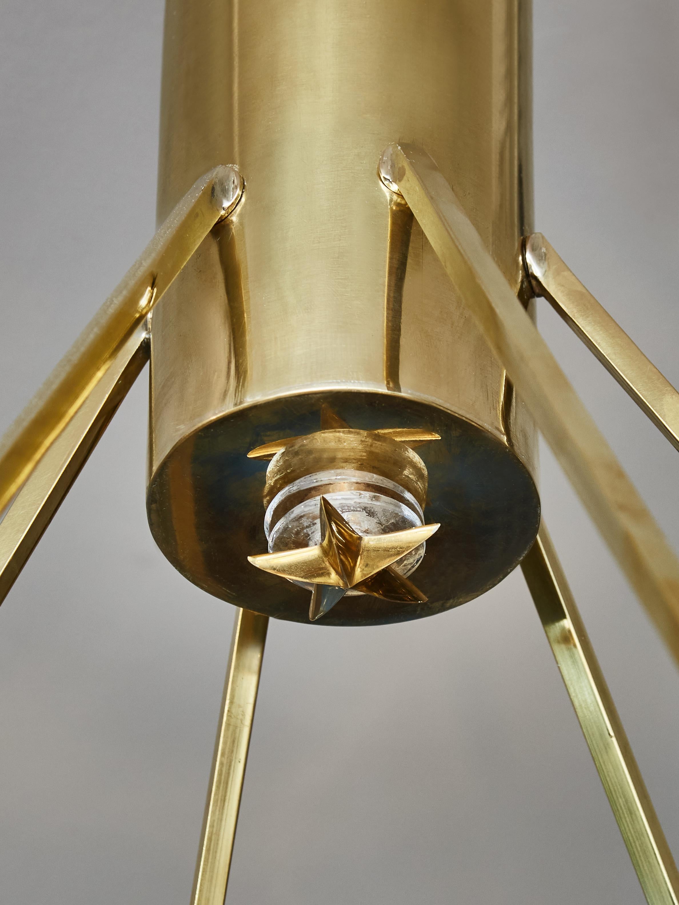 French Brass chandelier by Studio Glustin. For Sale