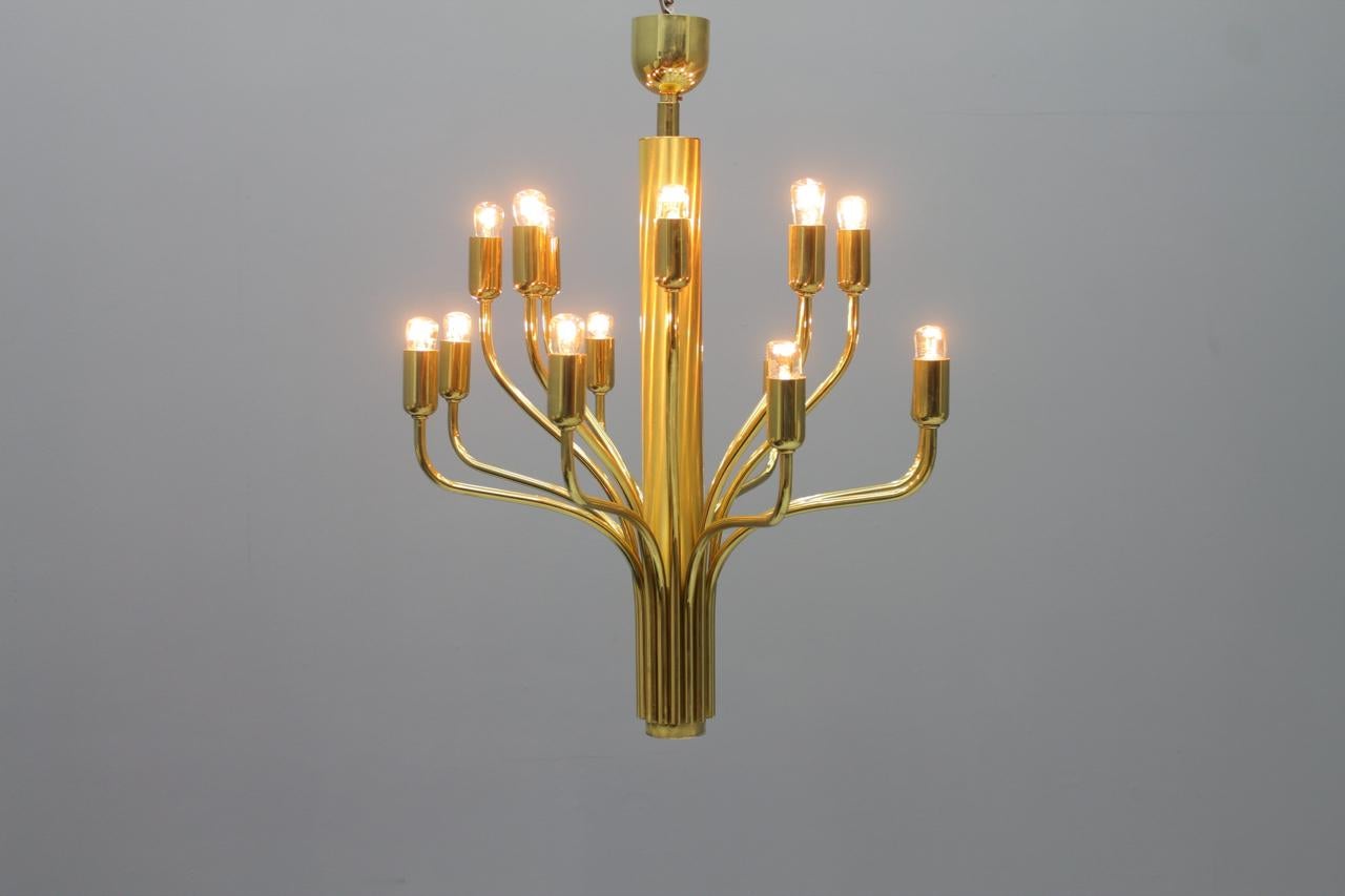 Mid-20th Century Brass Chandelier by WKR Germany 1960s Lamp For Sale