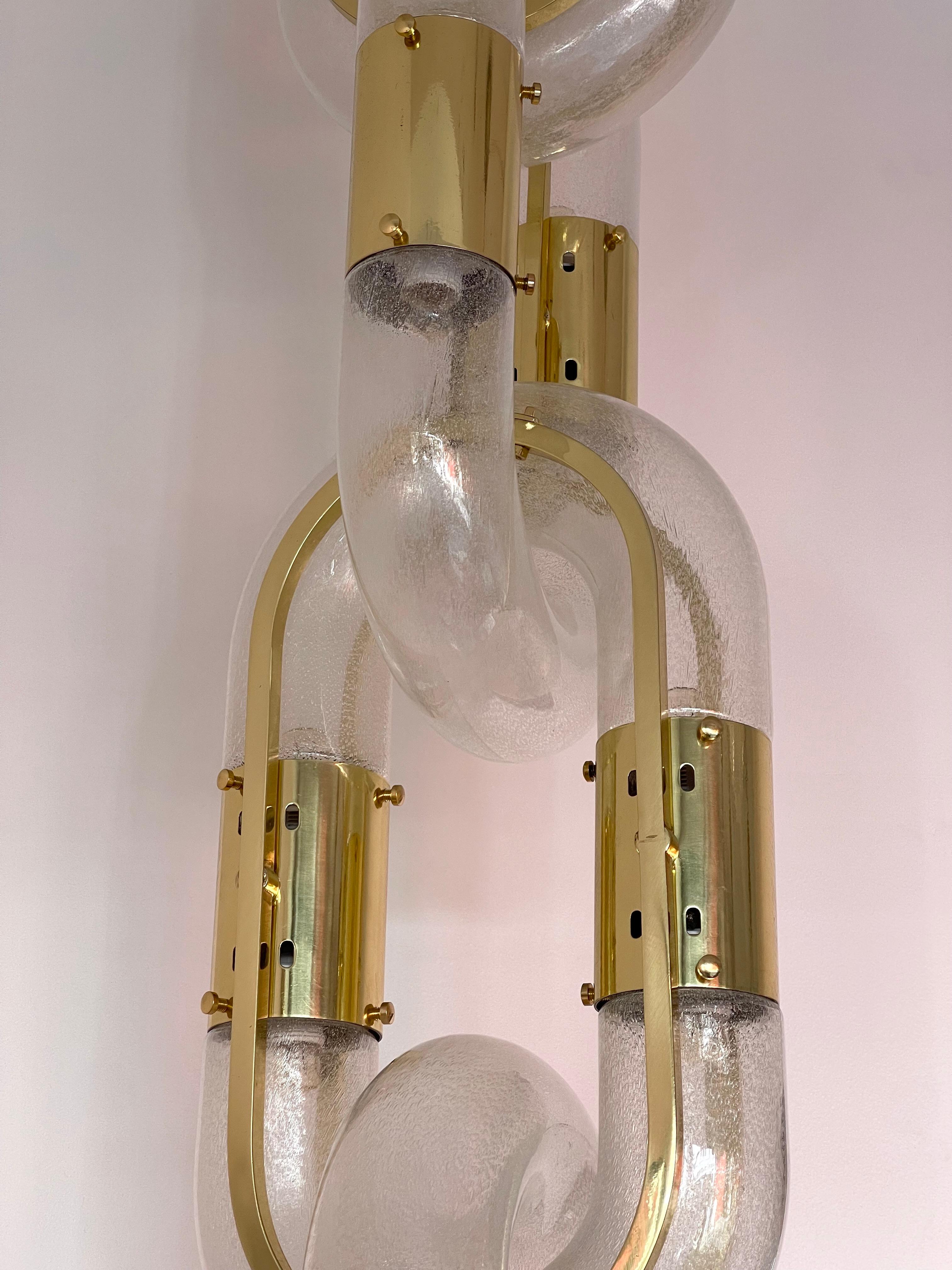 Brass Chandelier Murano Glass by Aldo Nason for Mazzega, Italy, 1970s For Sale 7