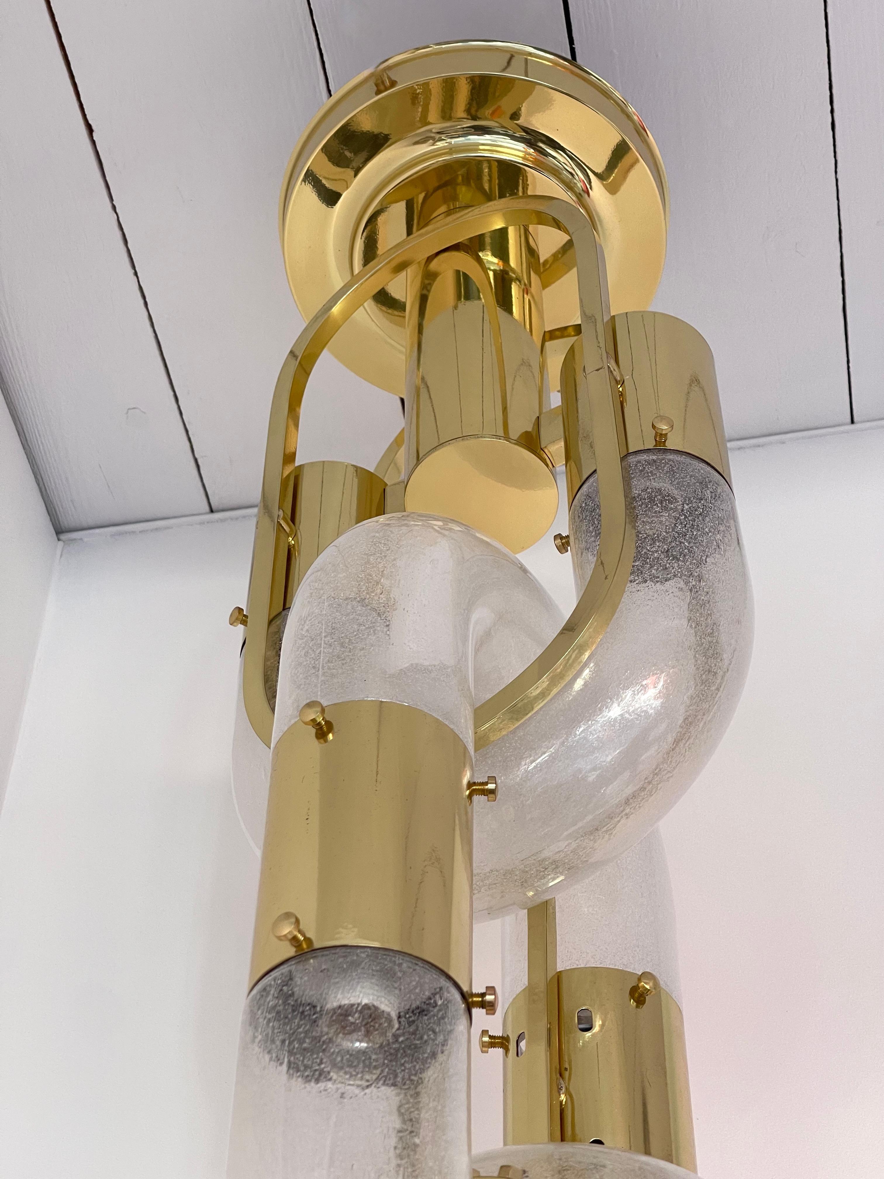 Brass Chandelier Murano Glass by Aldo Nason for Mazzega, Italy, 1970s For Sale 2