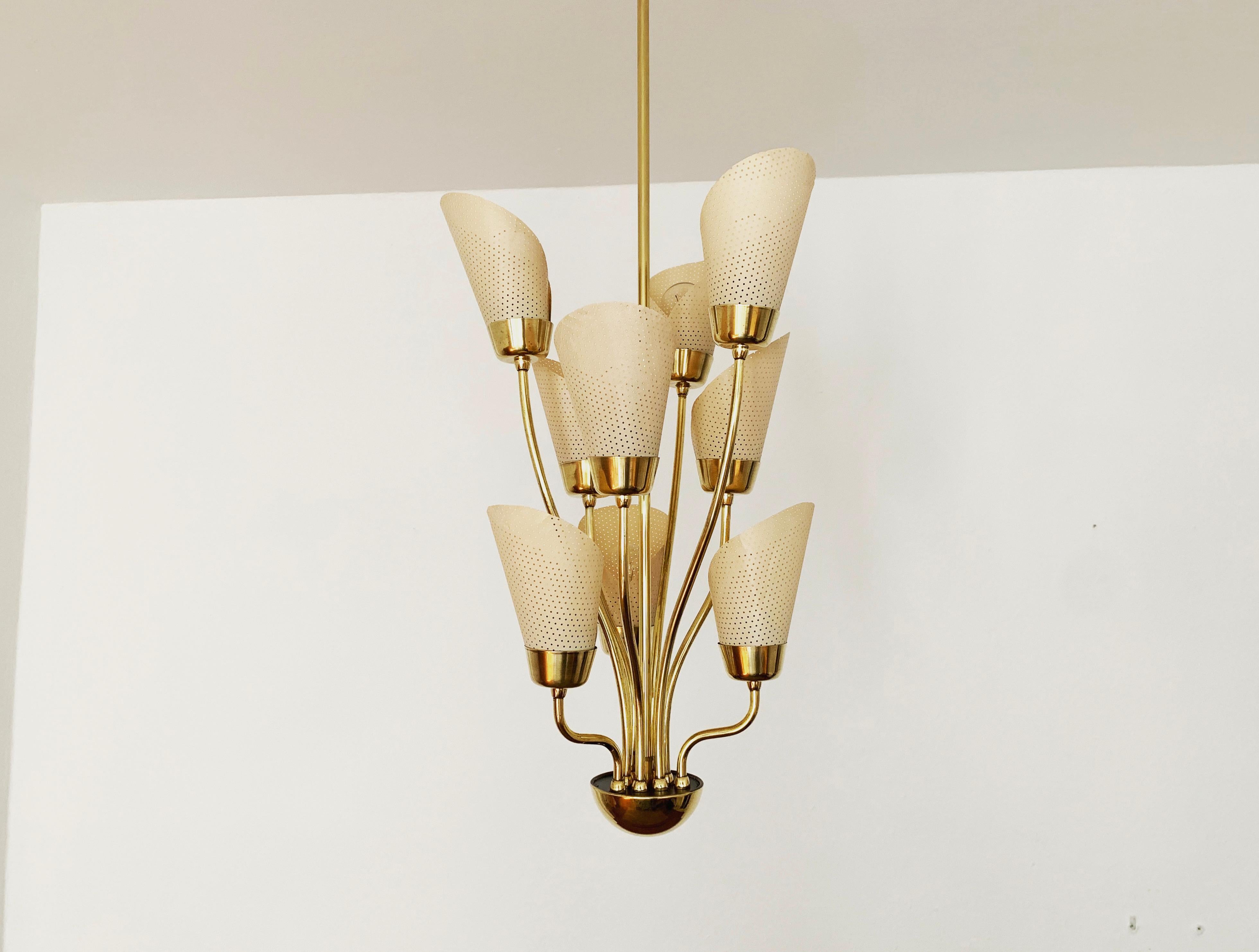 Mid-Century Modern Brass Chandelier For Sale