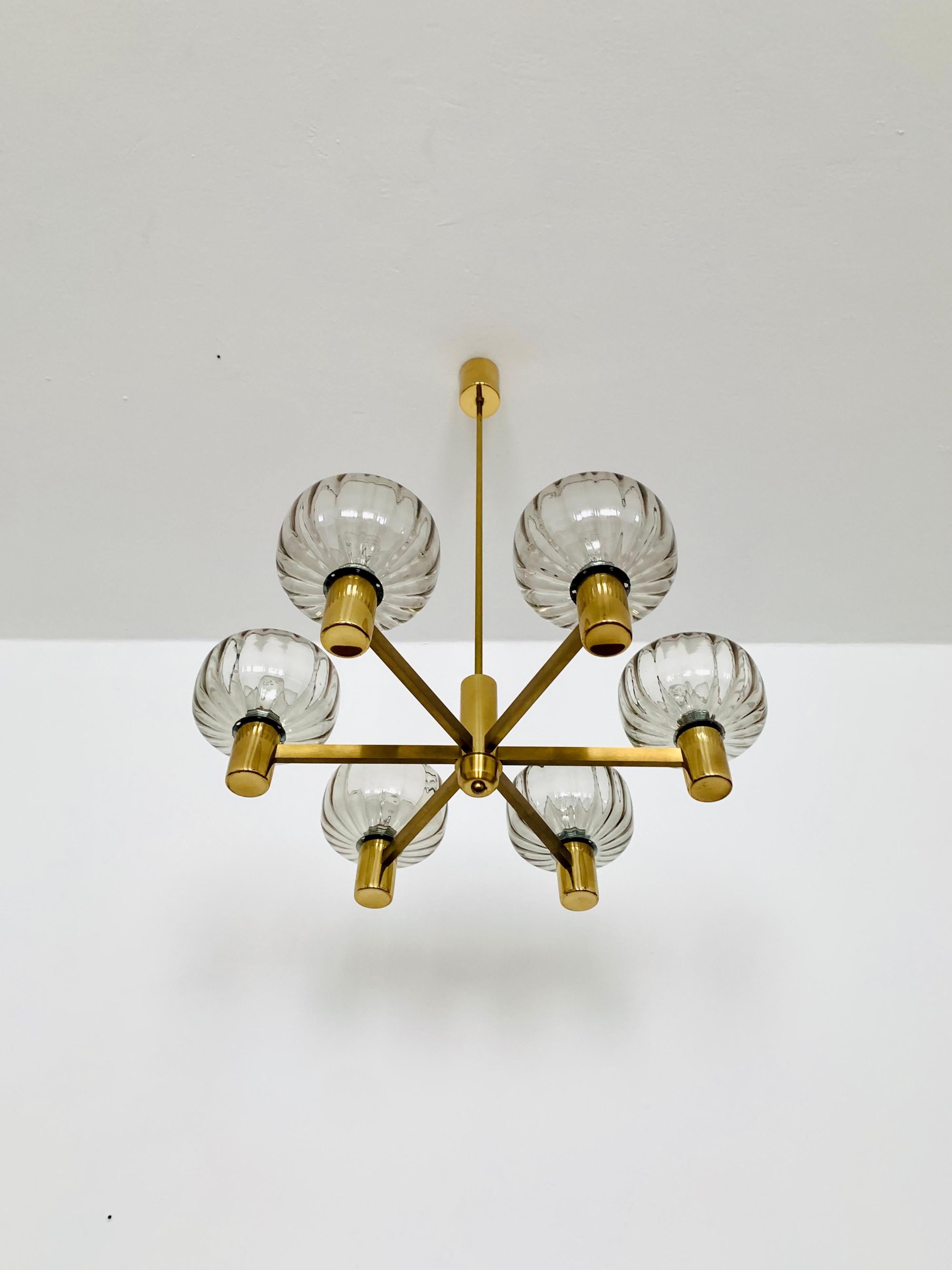 Mid-20th Century Brass Chandelier For Sale