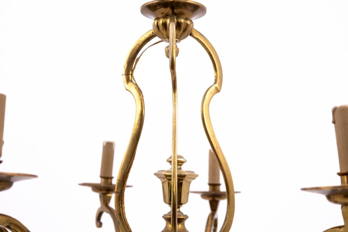 French Brass chandelier, France, mid-20th century.