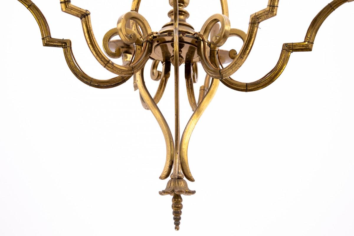 Mid-20th Century Brass chandelier, France, mid-20th century.