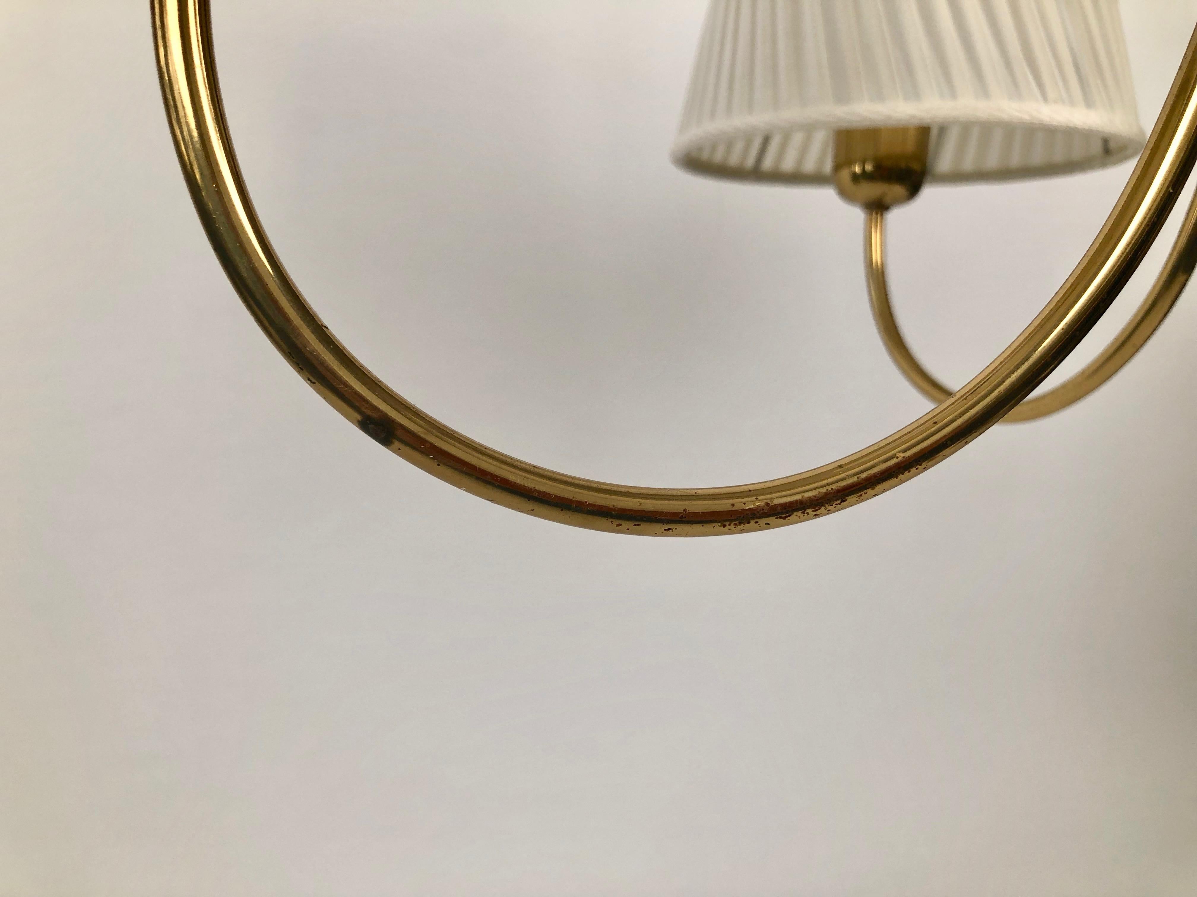 Brass Chandelier from Josef Frank with Silk Shades, Austria 3