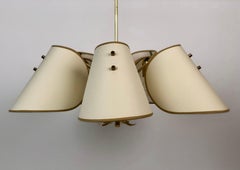 Lampadario in ottone degli anni '60 con cinque paralumi, Austria