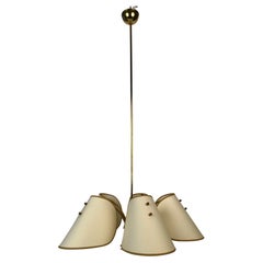Lampadario in ottone degli anni '60 con cinque paralumi, Austria