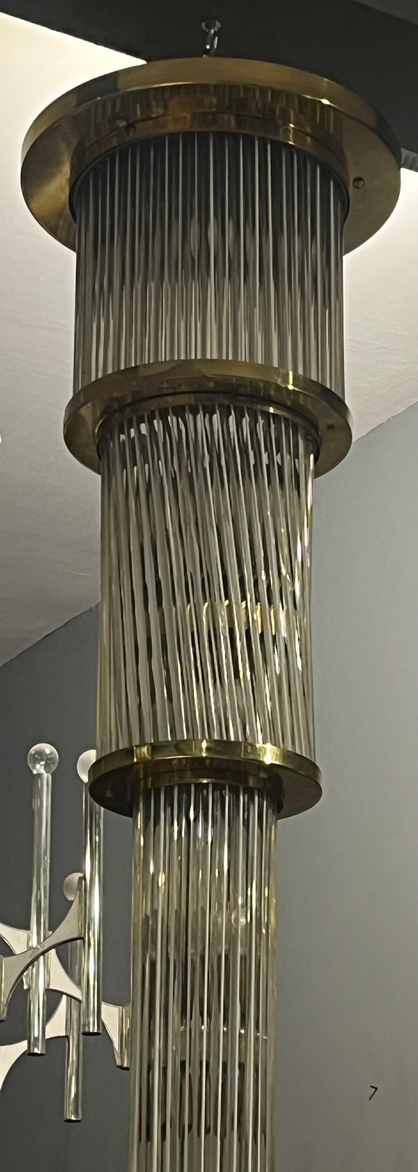 Brass chandelier from the 1960s attributed to the famous Venini glass factory. in vendita 1