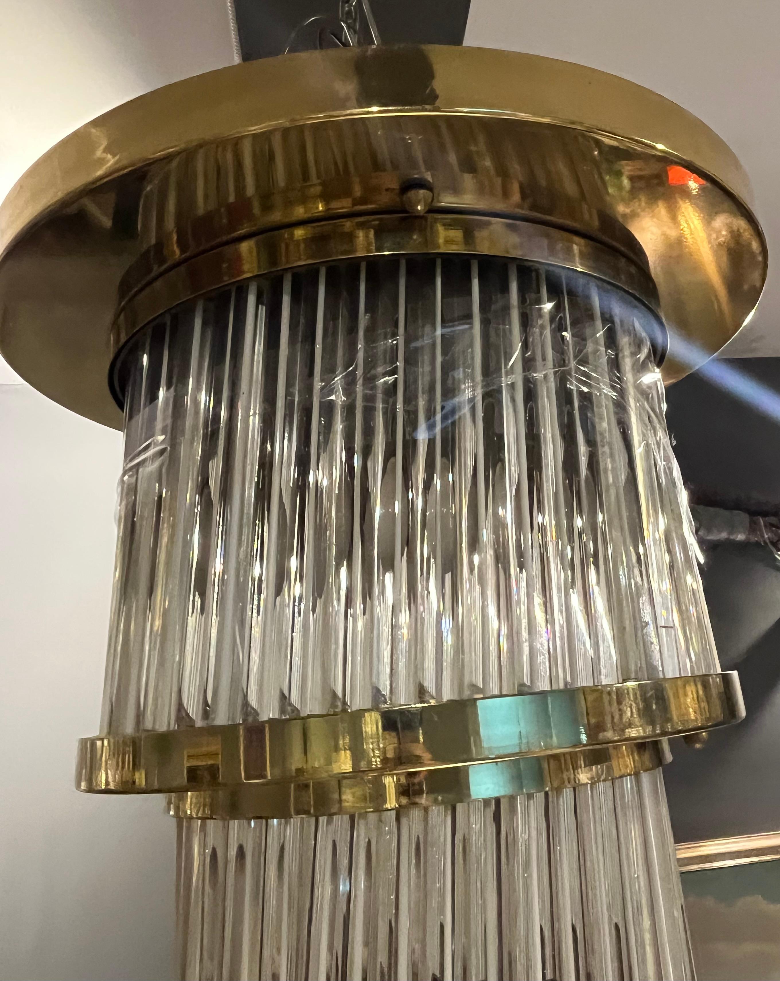Brass chandelier from the 1960s attributed to the famous Venini glassworks in vendita 1