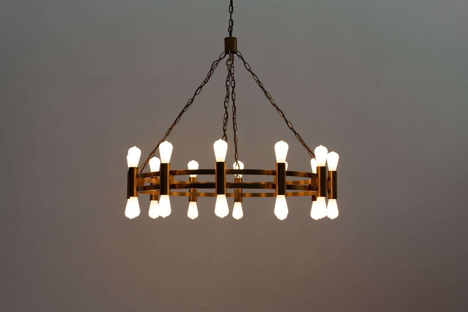Lustre en laiton, Allemagne, années 1940 en vente 7
