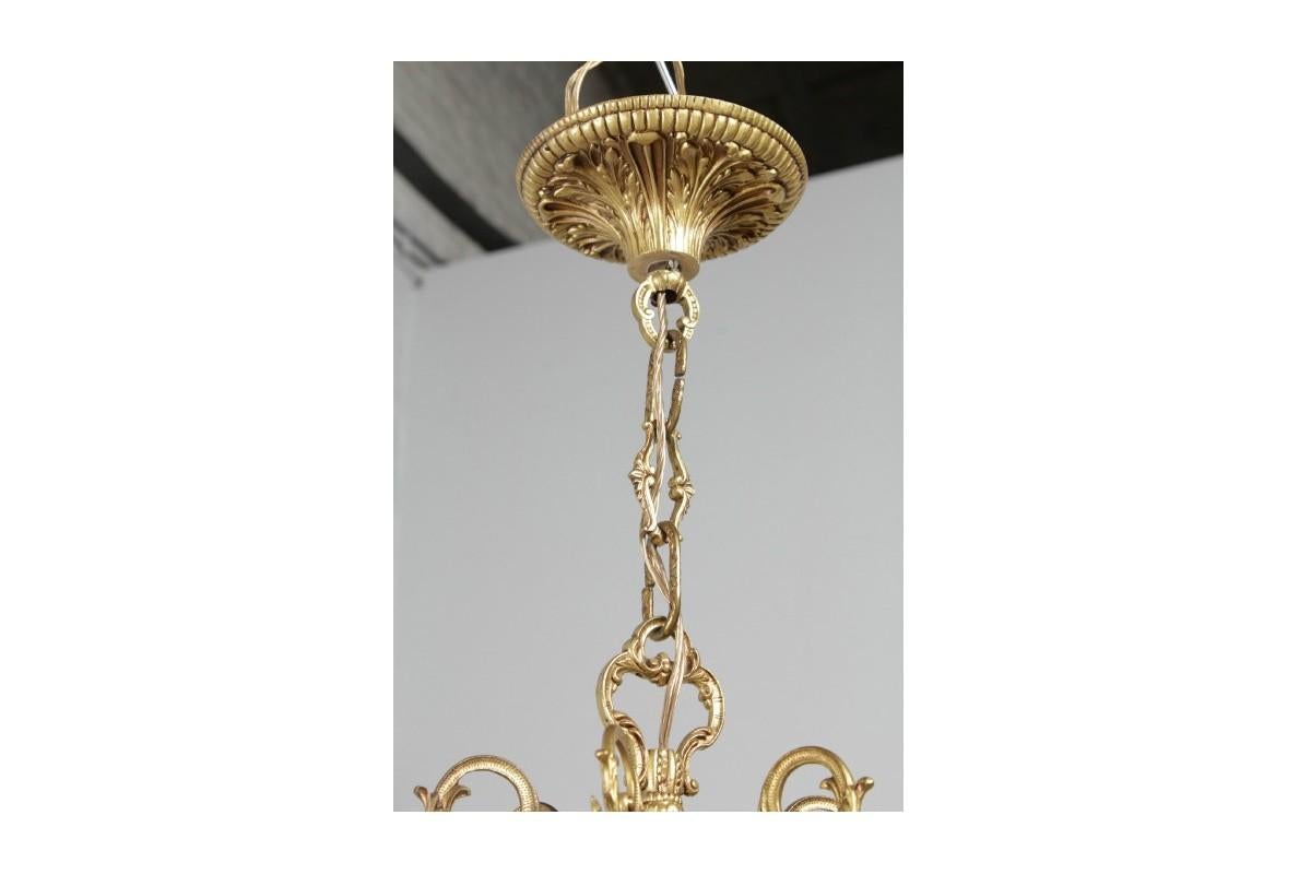 French Brass Chandelier in Louis XV Style For Sale