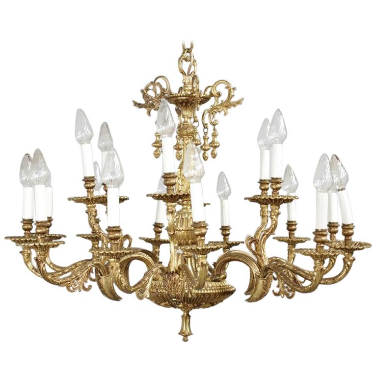 Brass Chandelier in Louis XV Style For Sale