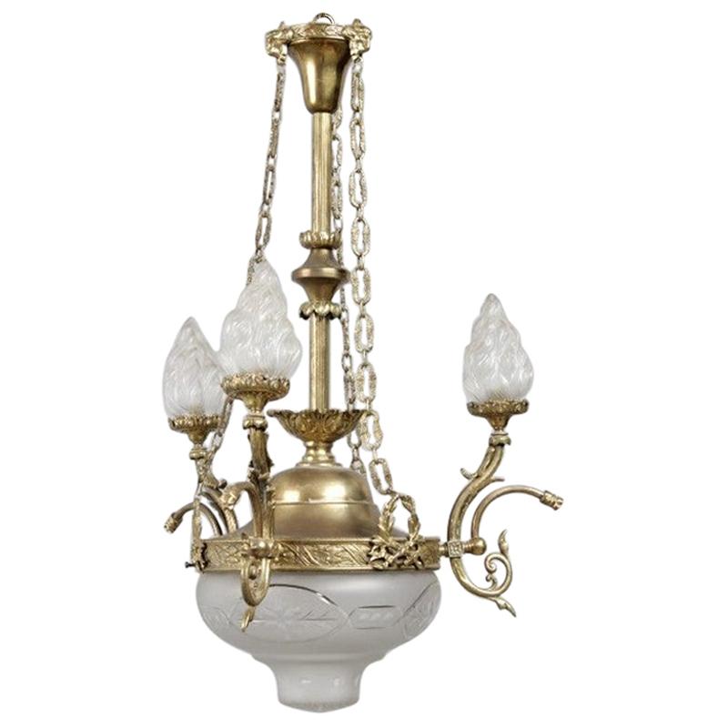 Hammered Brass Chandelier Mission Style at 1stDibs