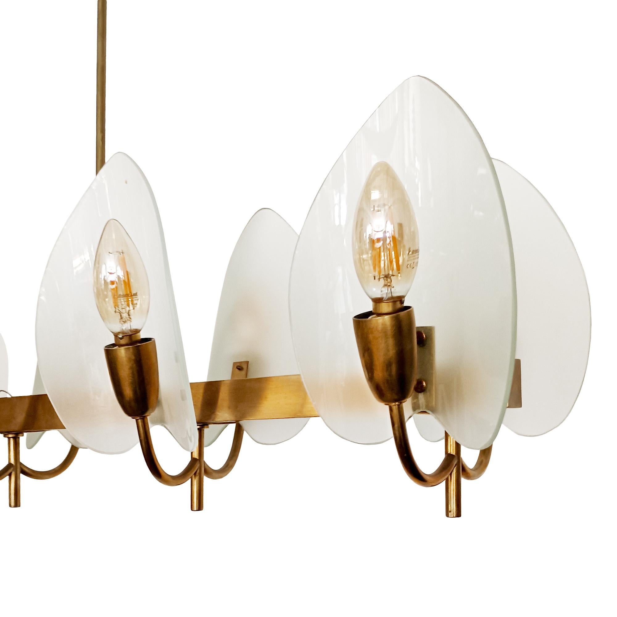 Mid-Century Modern Brass chandelier – Italy 1940-50 For Sale