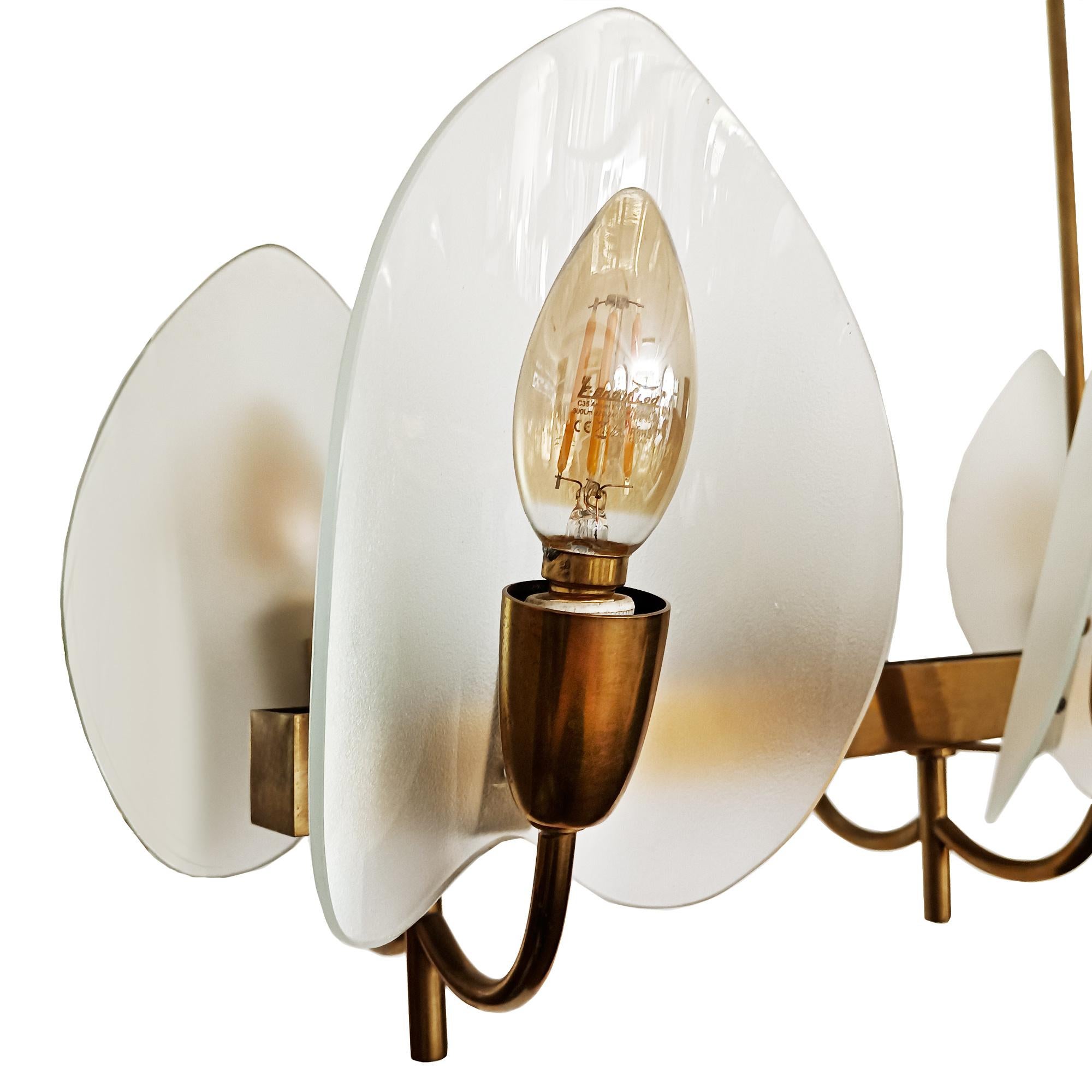 Italian Brass chandelier – Italy 1940-50 For Sale