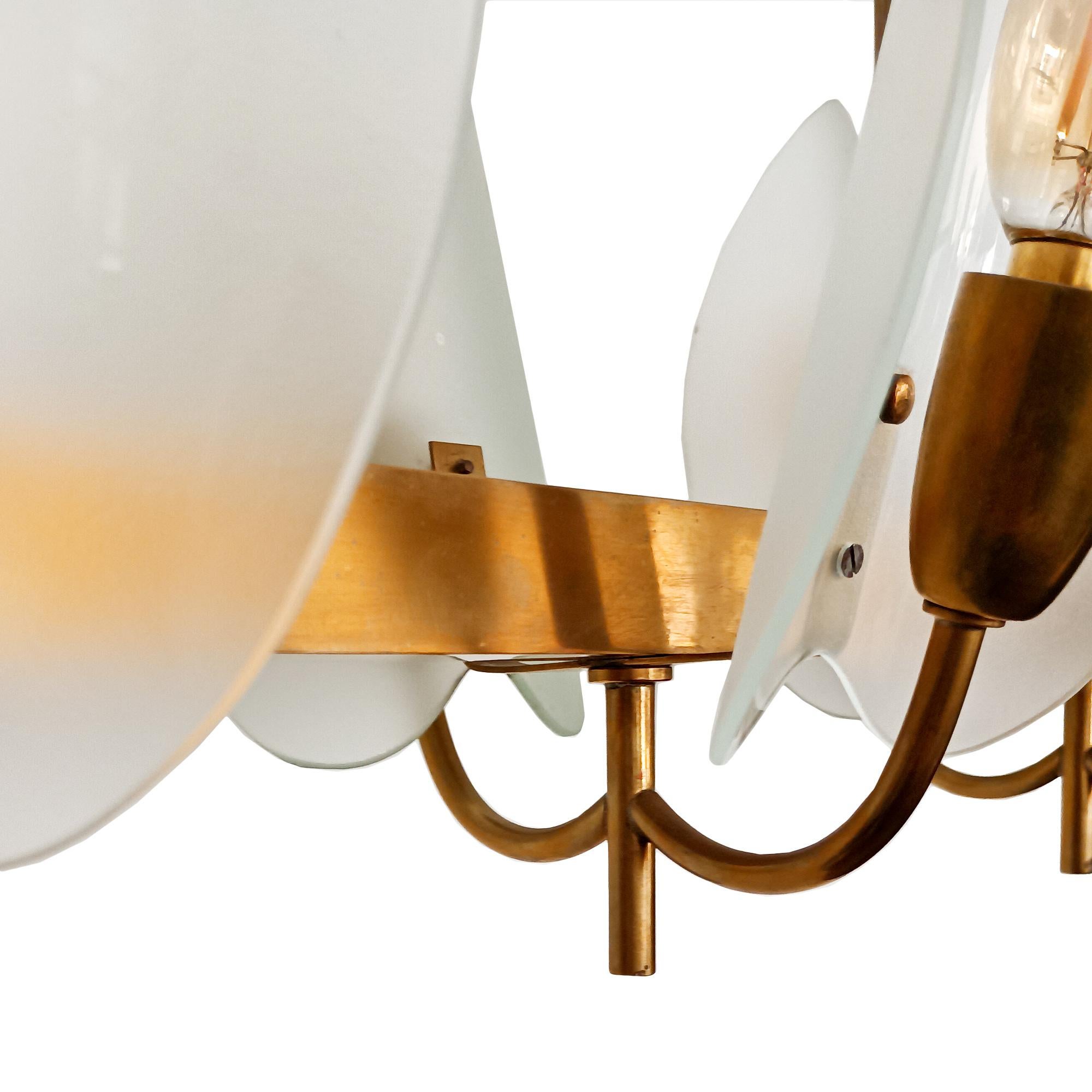 Brass chandelier – Italy 1940-50 In Good Condition For Sale In Girona, Girona