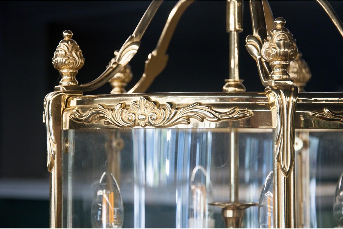 French Brass Chandelier, Lantern