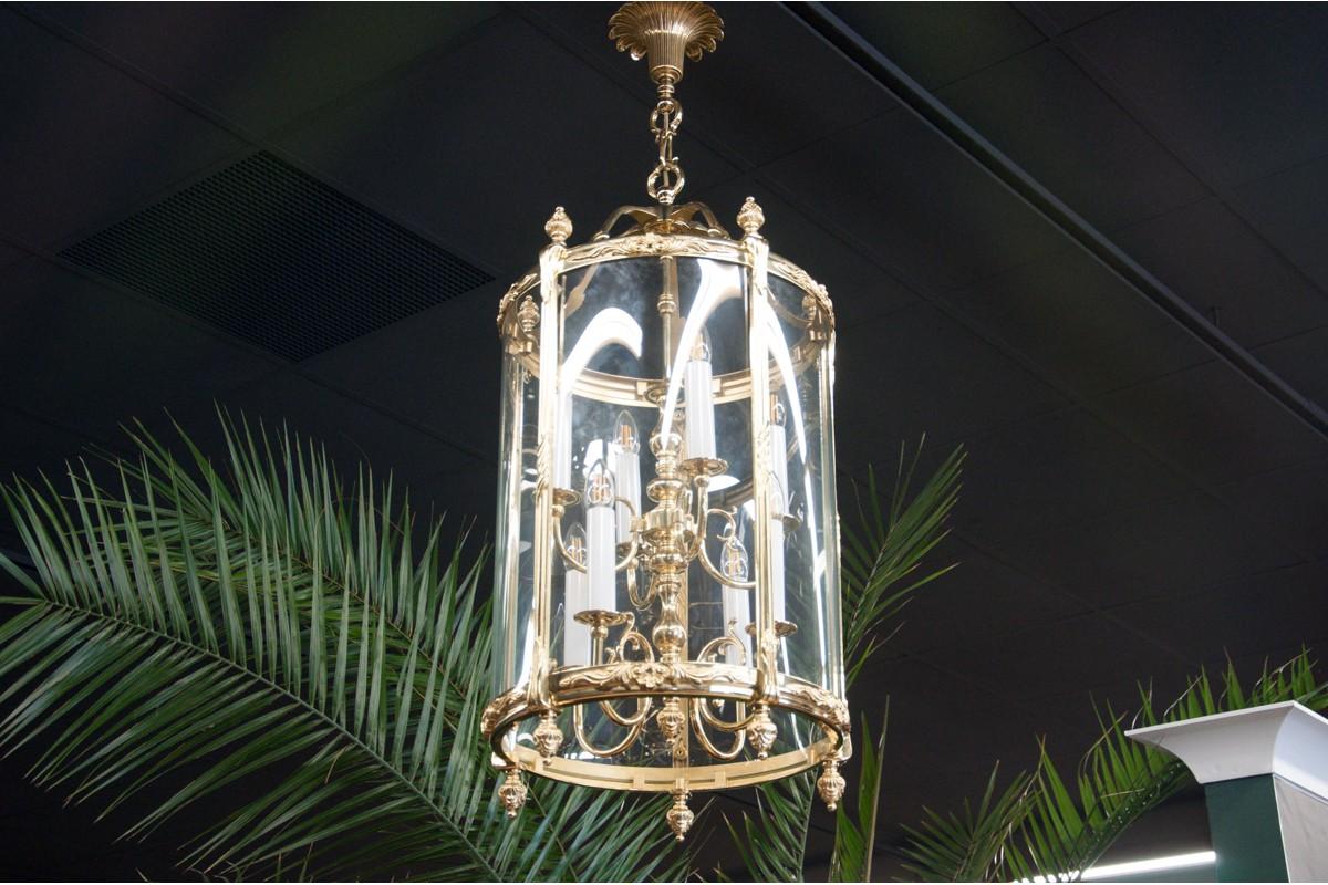 Mid-20th Century Brass Chandelier, Lantern