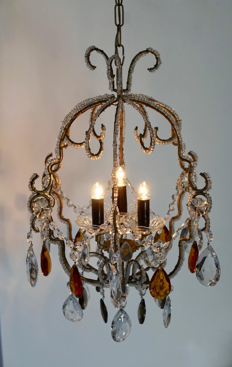 Brass Chandelier Made Out of Cut Crystal Glasses For Sale at 1stDibs
