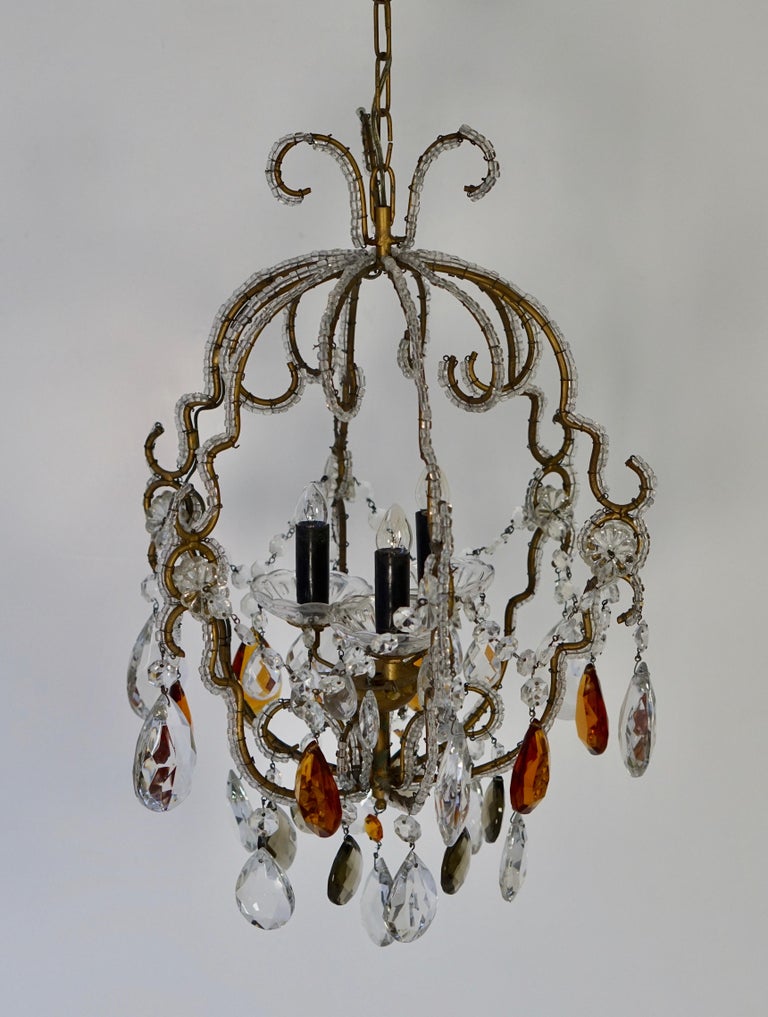 Brass Chandelier Made Out of Cut Crystal Glasses For Sale at 1stDibs