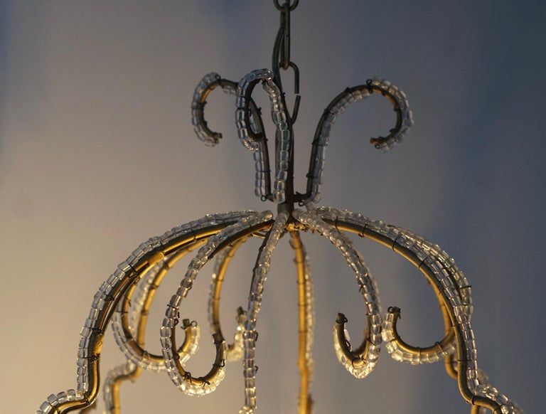 Brass Chandelier Made Out of Cut Crystal Glasses For Sale at 1stDibs