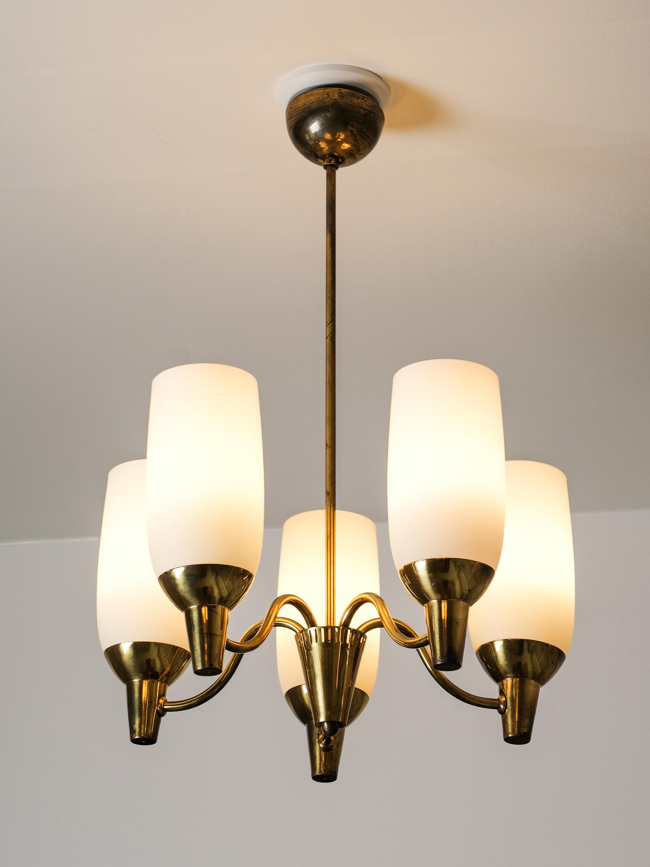 Scandinavian Modern Brass Chandelier Model 