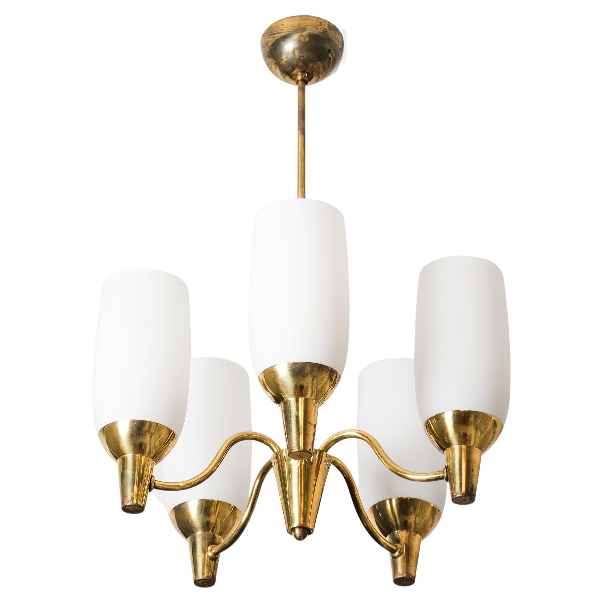 Lustre en laiton modèle "51168" par Mauri Almari Mauri pour Idman Oy, Finlande, années 1950
