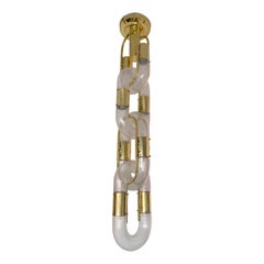 Brass Chandelier Murano Glass by Aldo Nason for Mazzega, Italy, 1970s