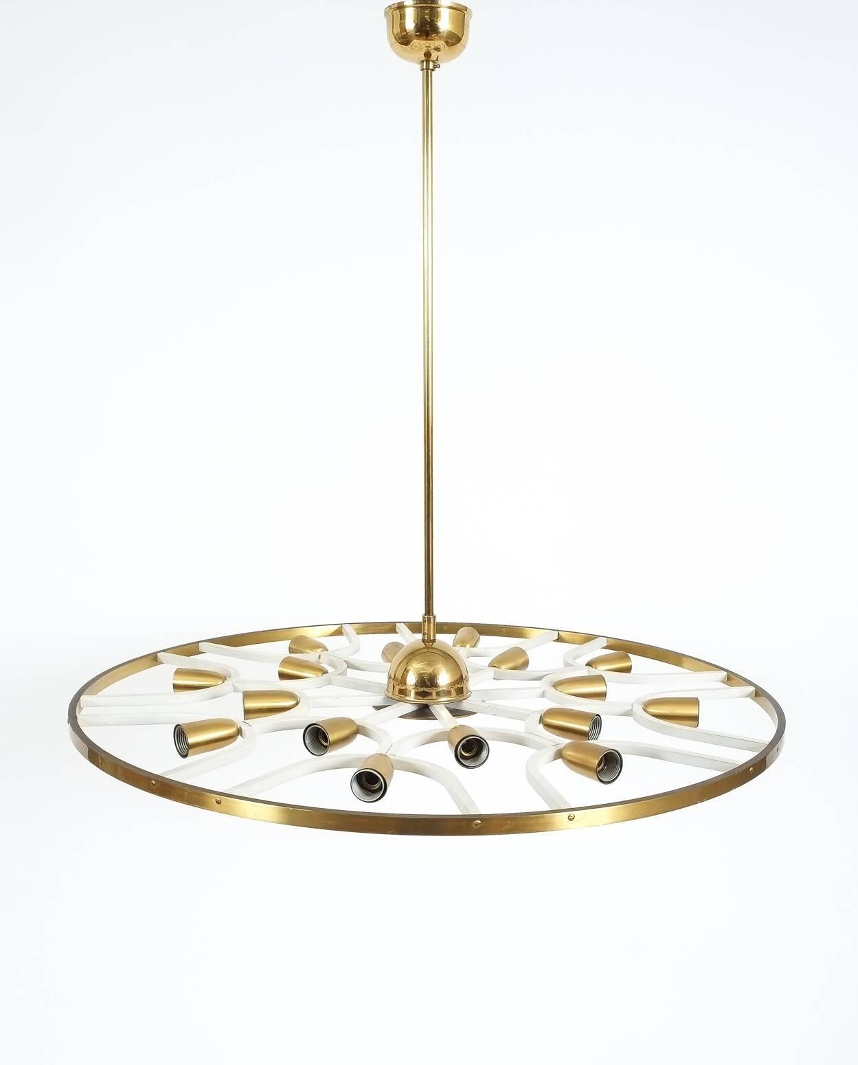 Brass Chandelier or Flush Mount Lamp, circa 1960 In Good Condition For Sale In Vienna, AT